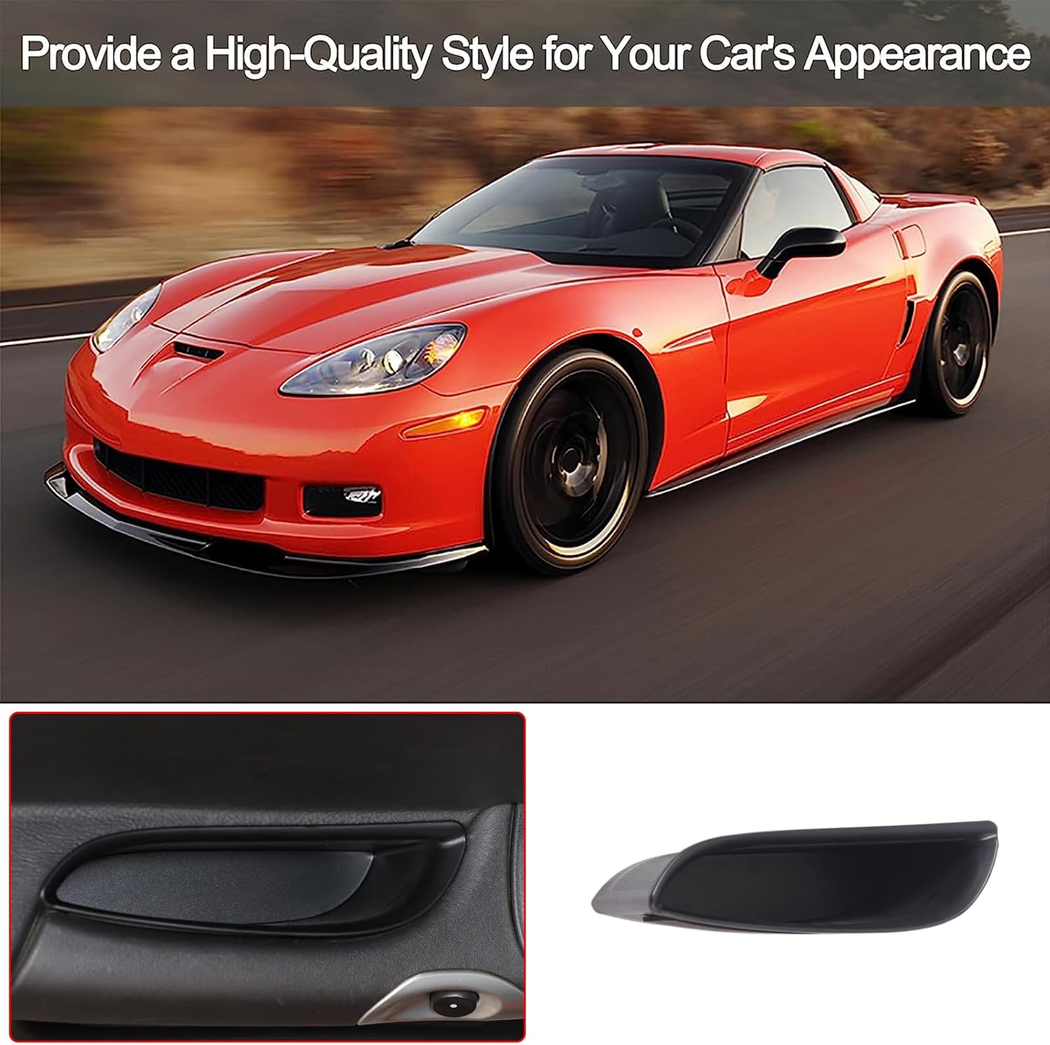 PIUGILH Door Armrest Storage Box Tray Fit for Corvette C6 2005-2013 Inner Accessories, ABS Interior Car Door Side Armrest Storage Box Tray Trim