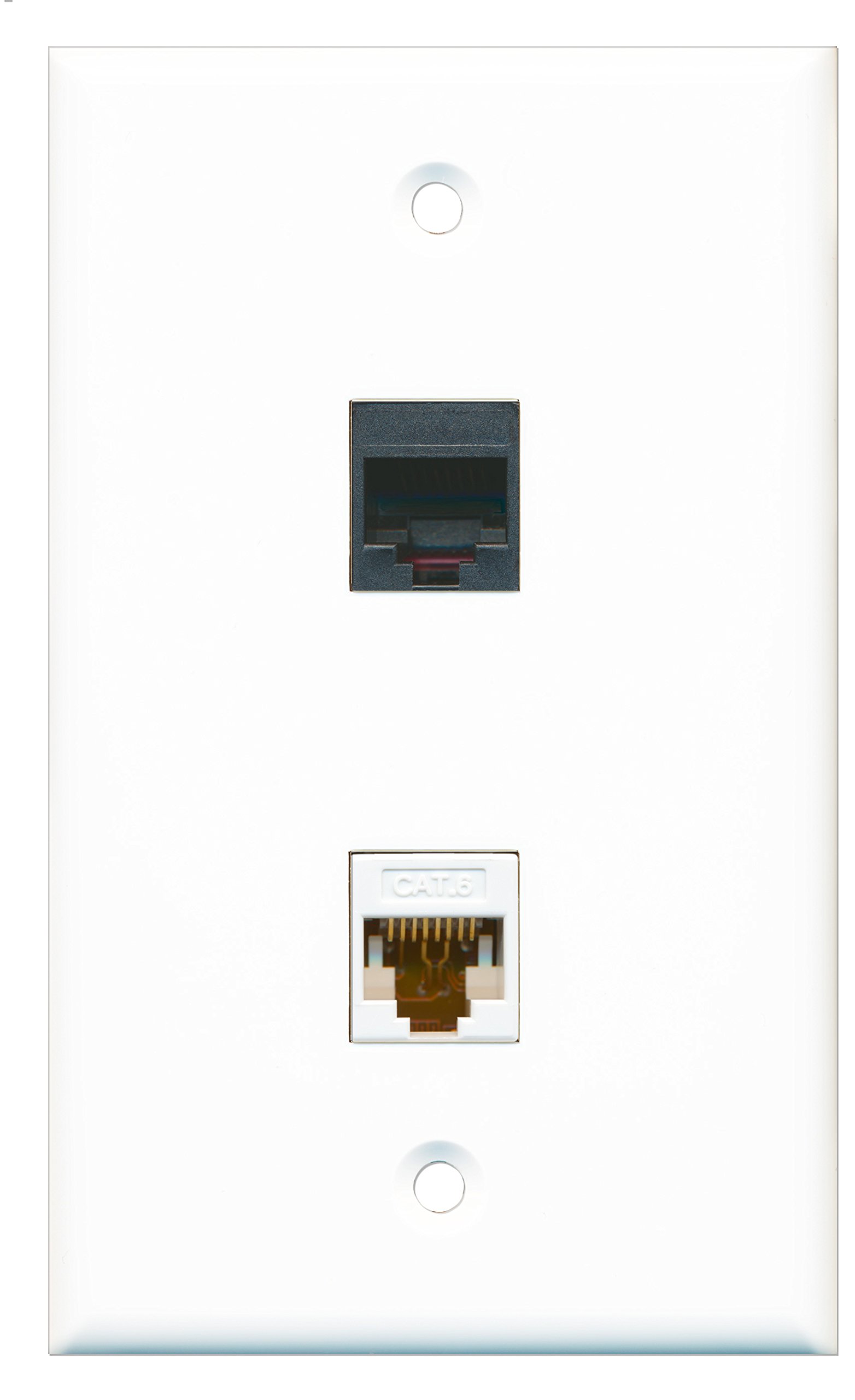 Riteav – nero 1 porte USB a-a 1 Port CAT6 Ethernet piastra da muro