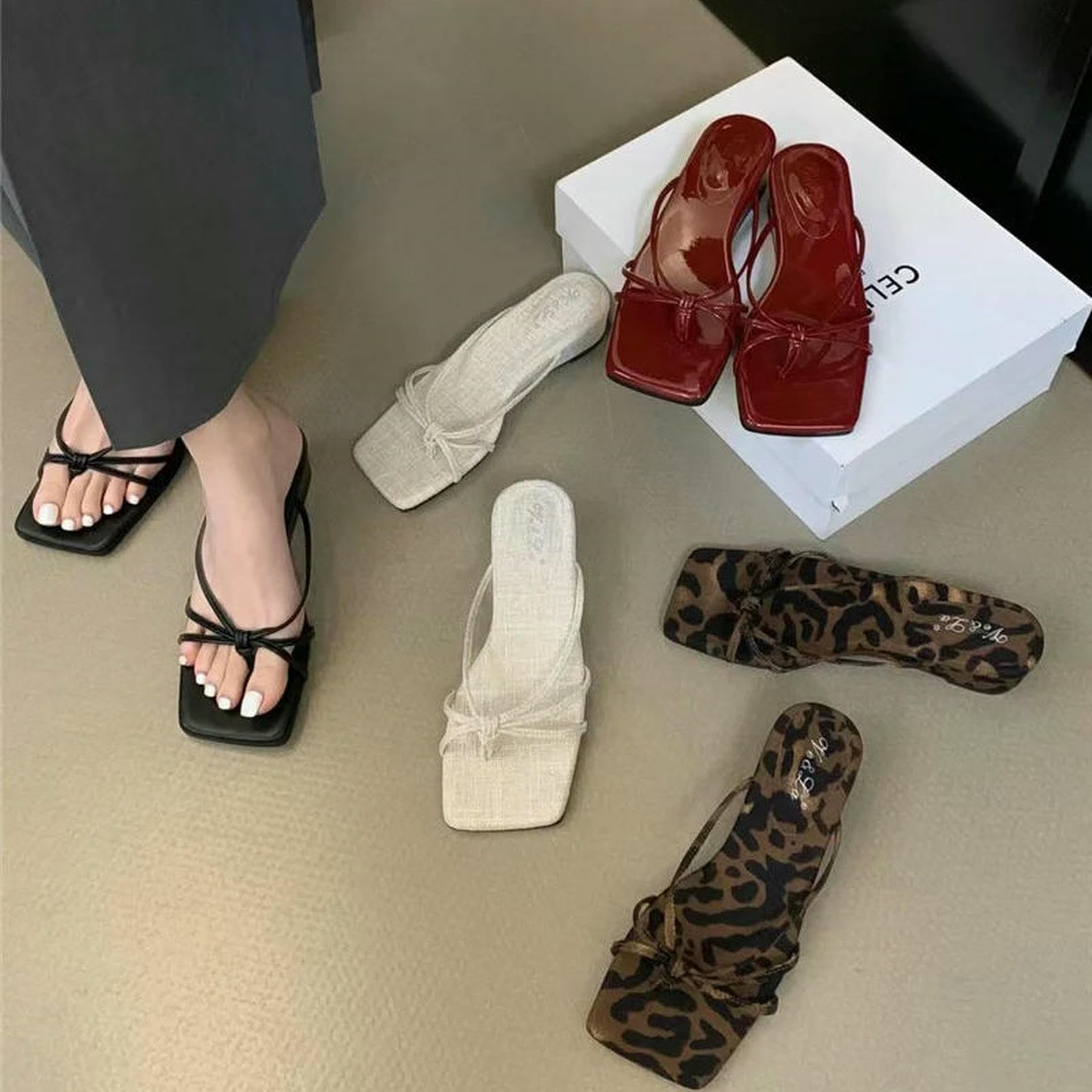 Damskie Sandały Letnie Damskie Kliny Pięta Klapka Moda Podróż Toe Tobas Zjeżdżalnia Panie Odzież Plażowa Na Zewnątrz - Czarne-35