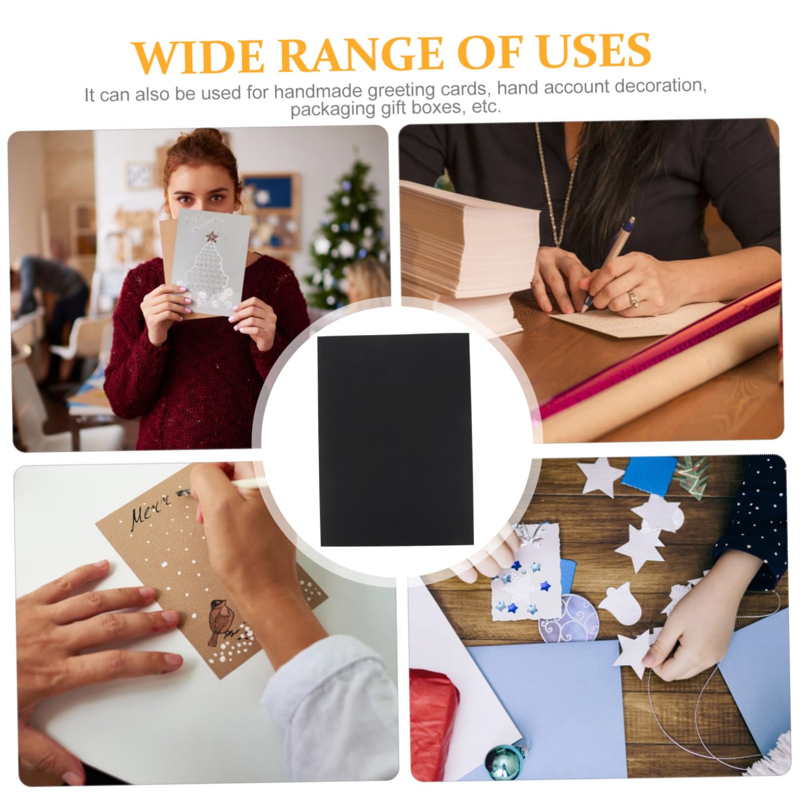 100 Fogli di Carta Decorativa Nera per Origami, Fogli di Carta di Riso per Decoupage e Materiali per Fai da Te, Facili da Usare in Aula