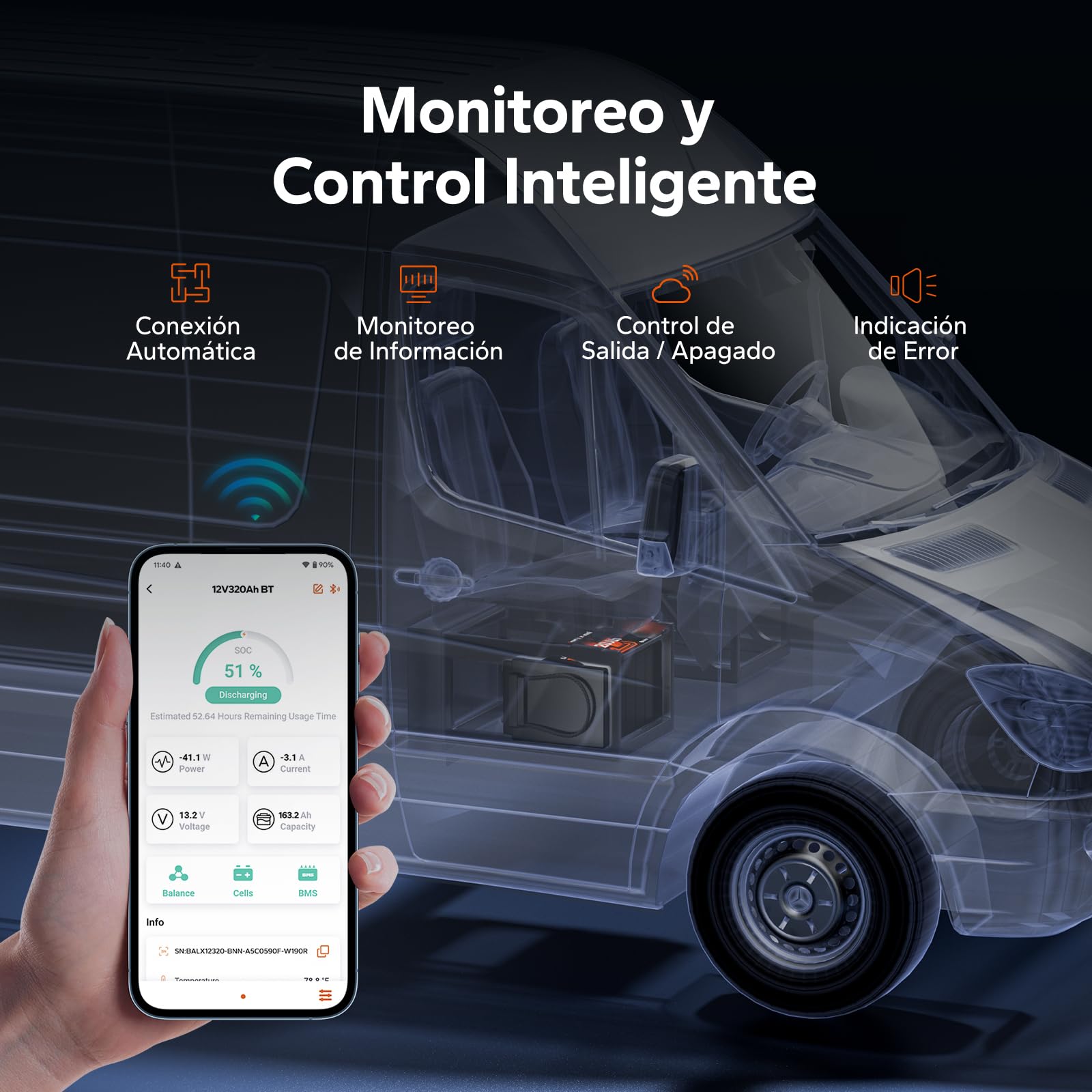 Litime Bateria LiFePO4 12V 320Ah Mini con BMS 200A y Protección por Baja Temperatura, Batería Litio 12V 4096Wh Energía, 189mm de Ancho para Autocaravana, Camper, Barco y Off-Grid