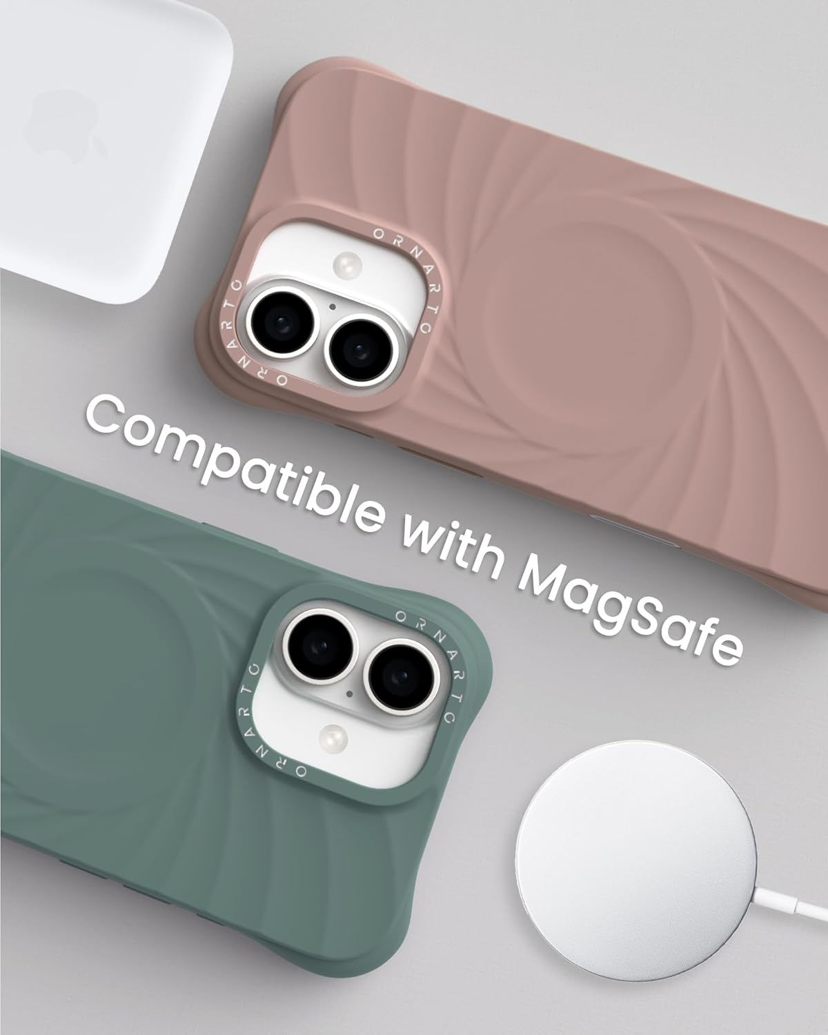 ORNARTO Vortuxe for iPhone 17 Case 6.3" | 2X MIL-STD Protection | Camera Control Button | Compatible with MagSafe | Sleek Aesthetic Liquid Silicone Phone Cover | Latte - Image 7