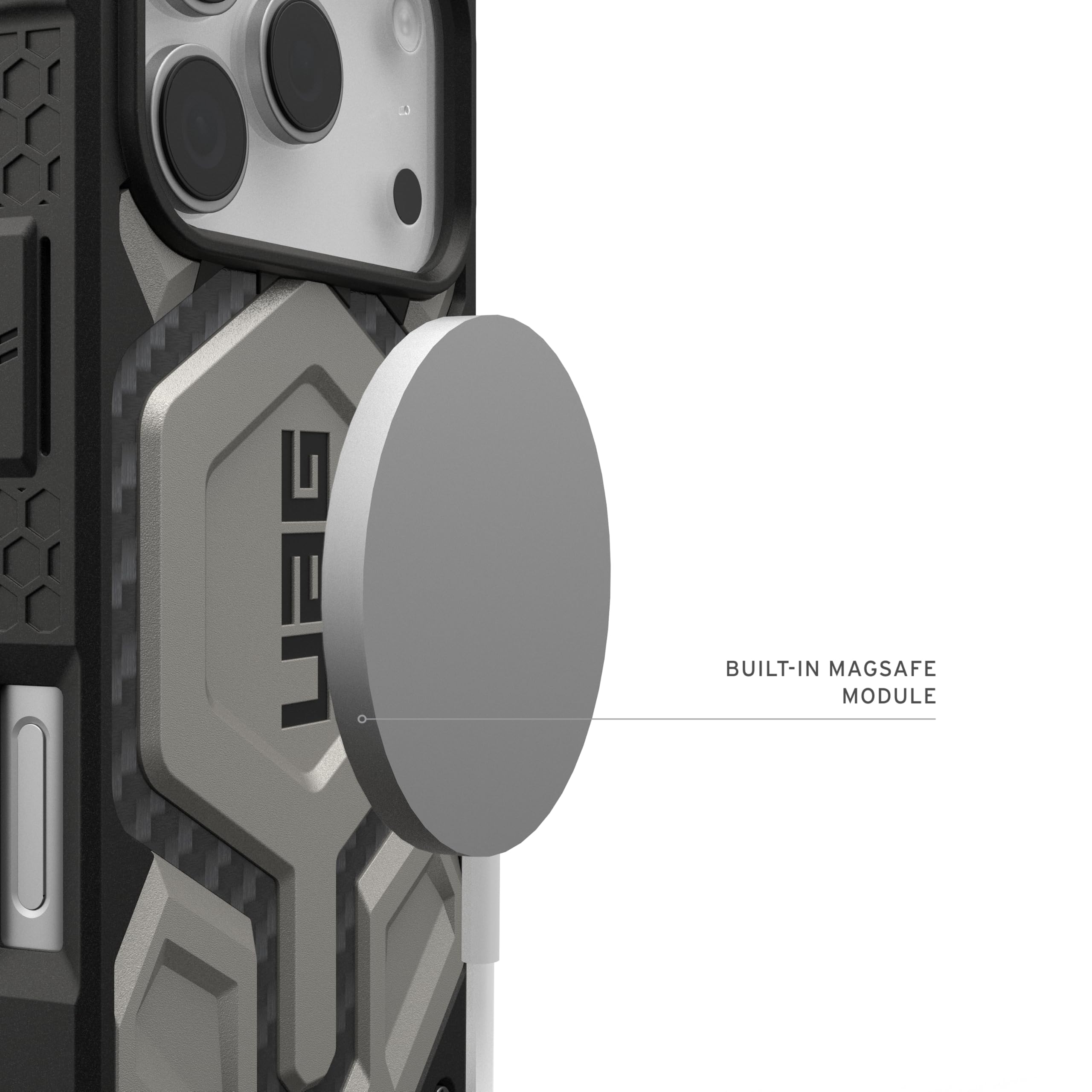 Urban Armor Gear Monarch Pro Case Compatible con Apple iPhone 17 Pro Funda (Carga inalámbrica/magnética, protección de 5 Capas) Titanio