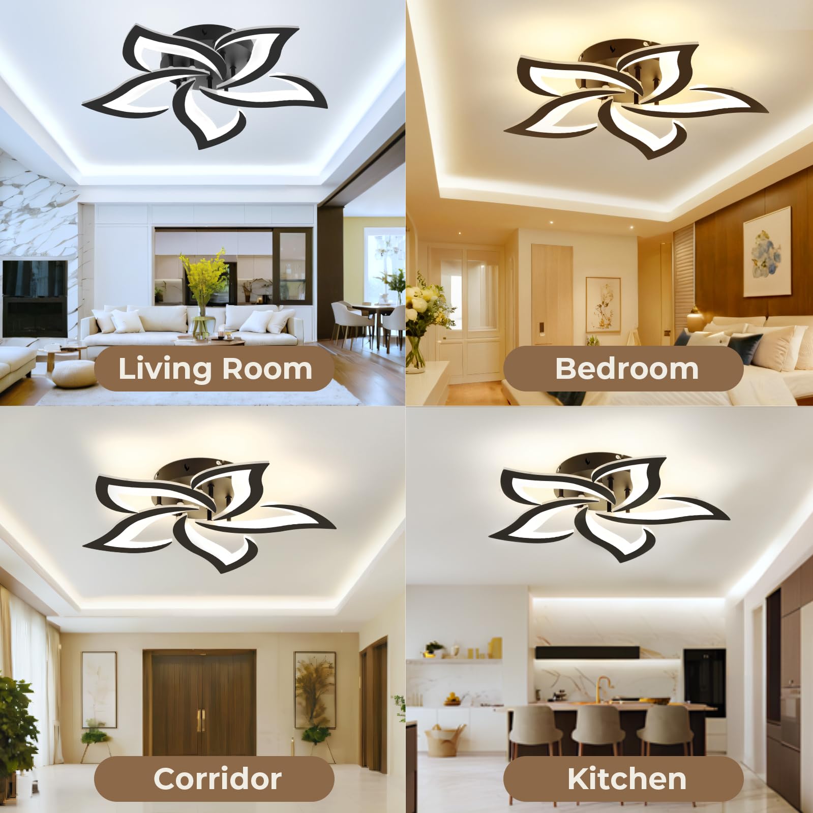 OTREN Lampara Techo Salon, Regulable Plafon LED Techo 3000k - 6500k con Control Remoto, Moderna Pétalo para Dormitorio Estar, ø60cm