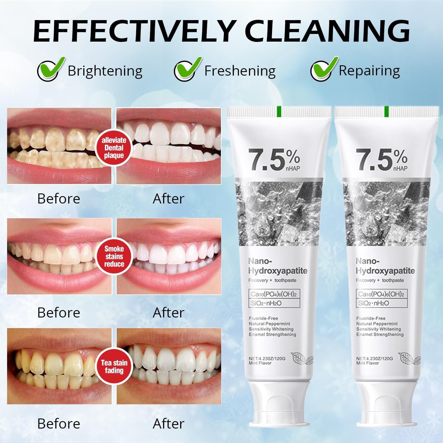 Hydroxyapatite Toothpastes for Enamel Protection and Tooth Strengthening, Gentle Mint, Safe for Sensitive Teeth, Daily Oral Care for Fresh Breath & Oral Health (4) - Image 8