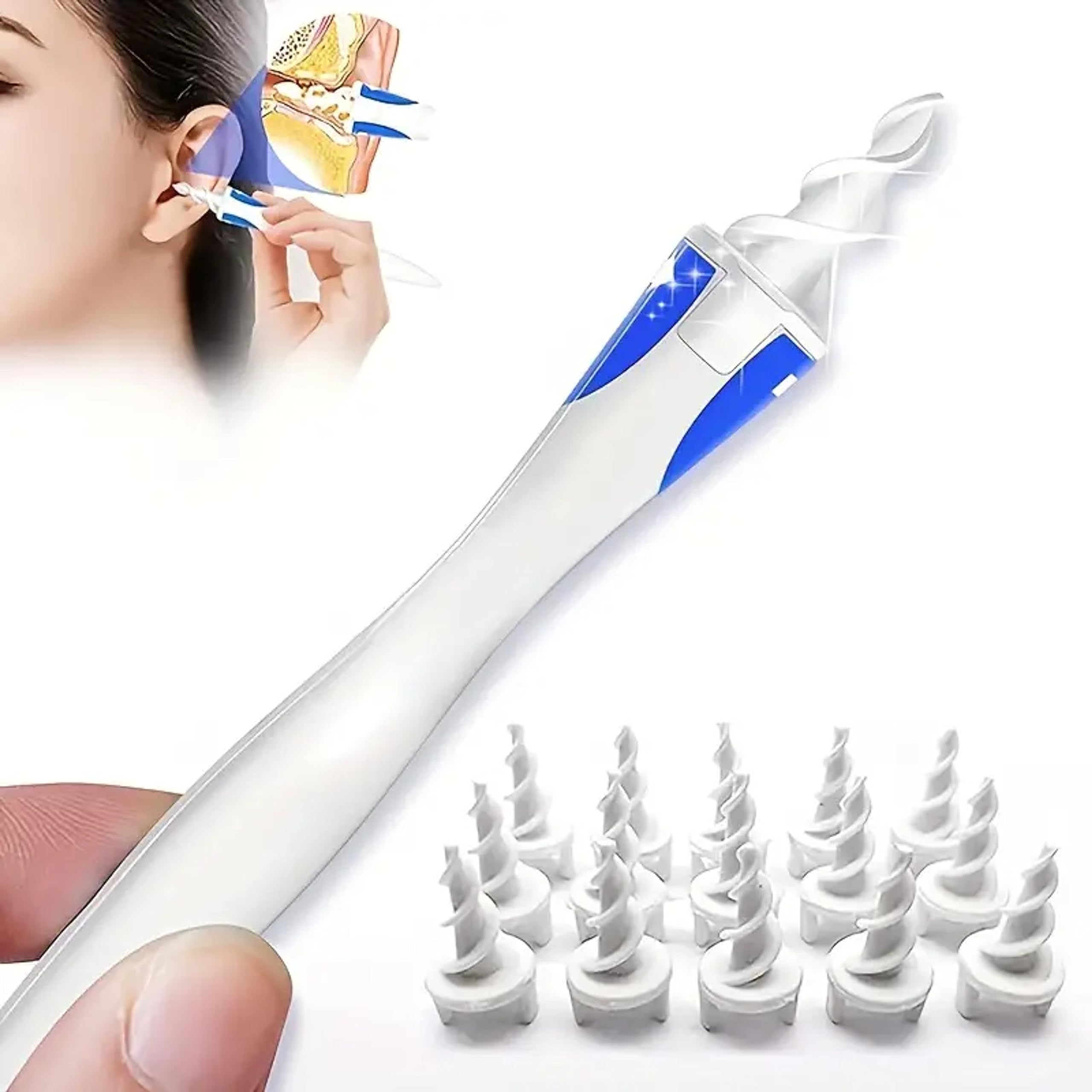 Ear Wax Remover Soft Silicone Cleaning Tool Earwax Removal With 16 Replacements Heads Easy To Remove Ear Wax