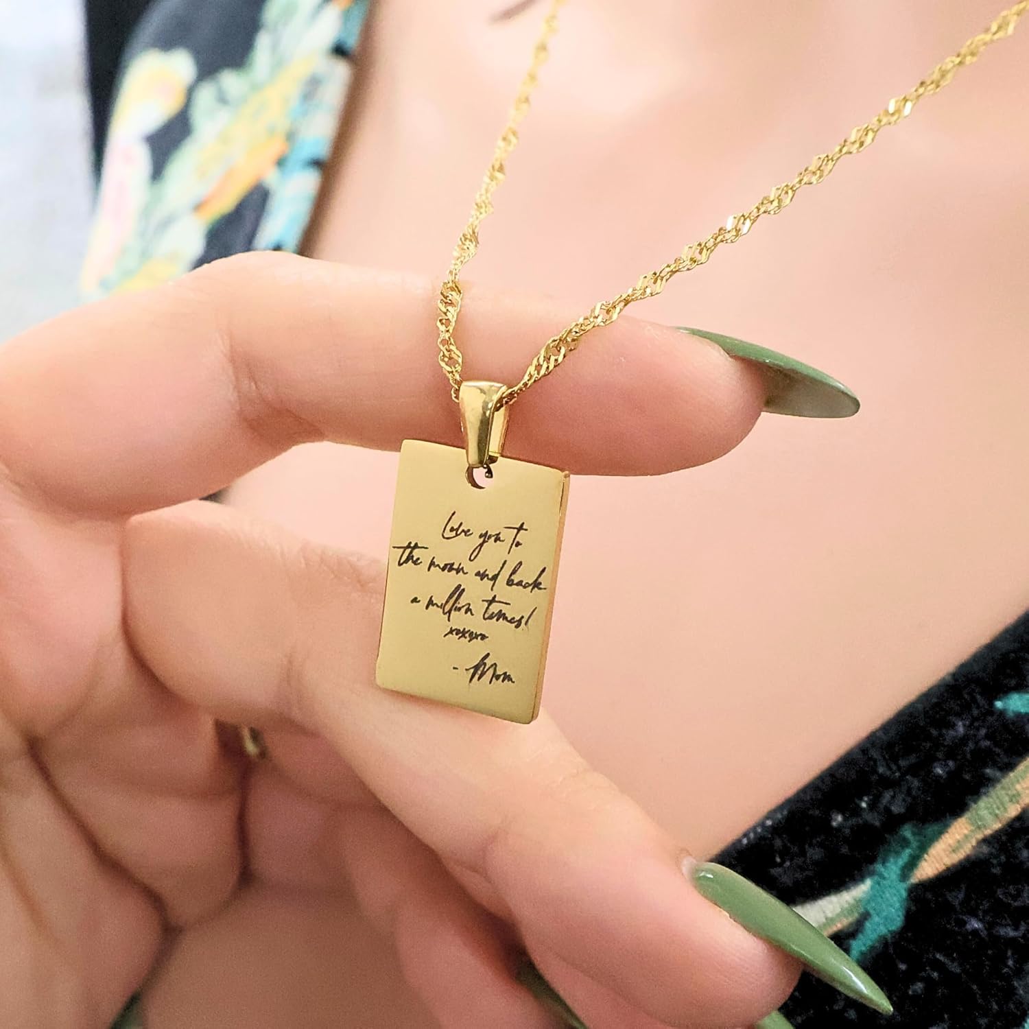 Custom Handwriting Necklace – Personalized Gold or Silver Pendant – Actual Handwriting Engraved – Stainless Steel & Real Gold Plated Chain – Waterproof – Mother’s Day Gift for Her - Image 5