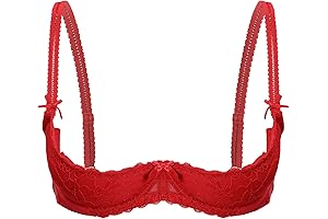 Women's 1/4 Cups Lace See-Through Open Cup Balconette Bralette