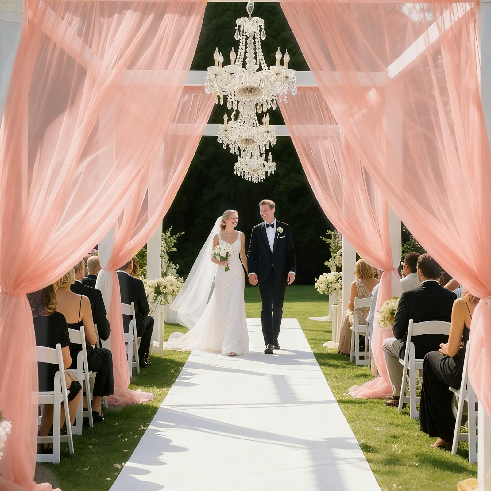 Voilage en tulle rose poudré rideaux de plafond haut de gamme