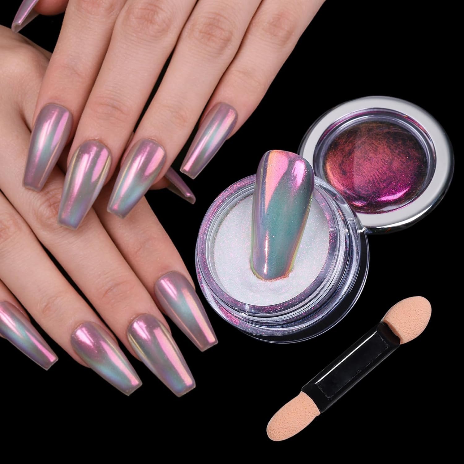 Moonlight White Chrome Nail Powder 1 Jar Pearl White Glazed Donut Effect Nail Pigment Shiny Pearlescent Holographic Nail Glitter Dust for DIY Manicure Decorations Nail Art & Resin Craft Powder
