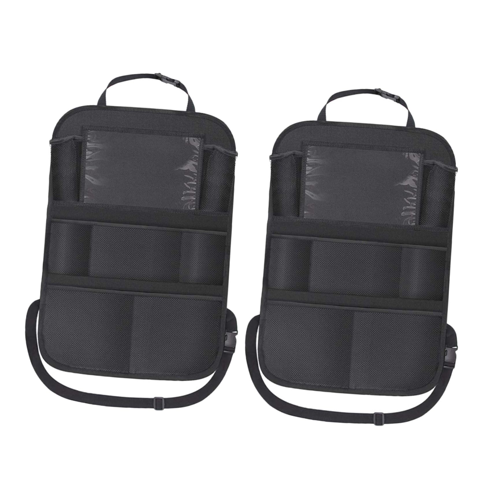 Organisateur de siège arrière pour voiture lot de 2 avec porte-gobelets noir