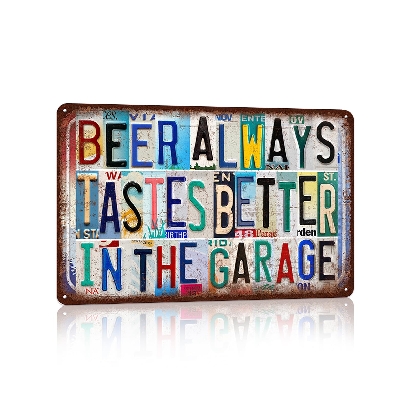 peiyeety Vintage Wall Decor Inspirational Quotes Metal Sign Tin Signs Poster - Beer Tastes Better In The Garage