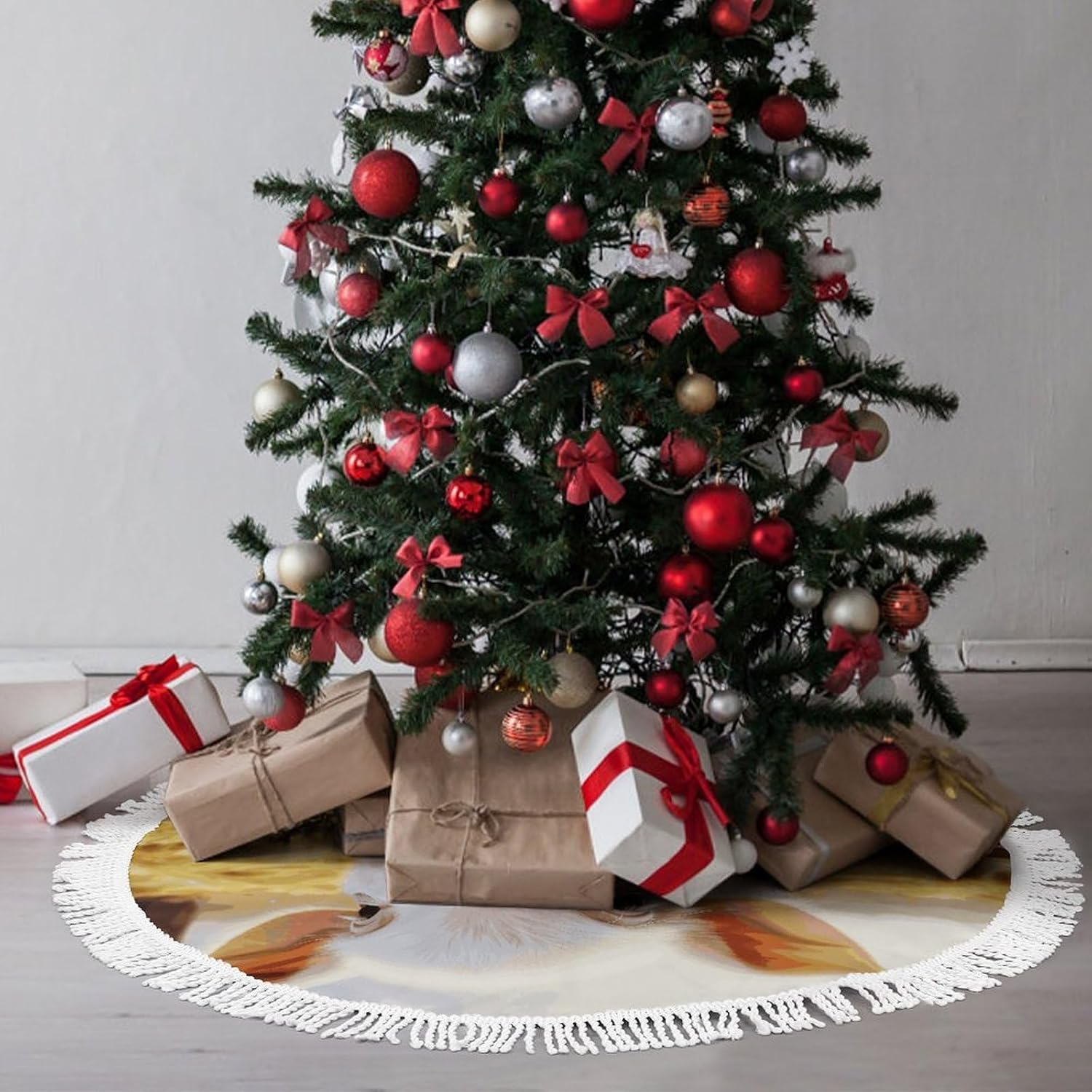 Christmas Tree Skirt Cute Xmas Trees Mat Skirts Personalization Christmas Round Tree Skirts for Holiday Party Decorative Supplies Cute Farm Animal