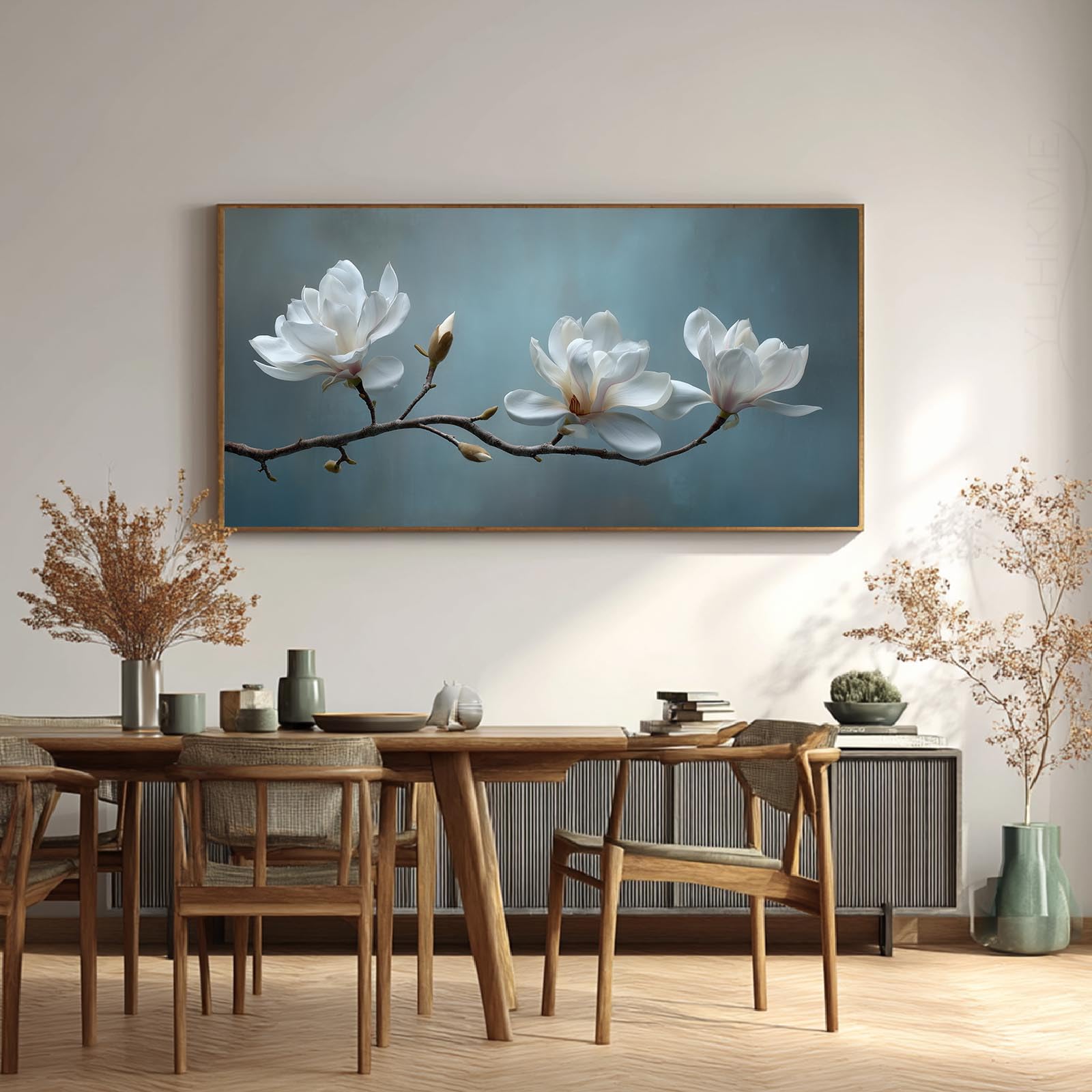 YLHKME Bilder Auf Leinwand, Magnolie Blumen (80X160CM,A-Ungerahmt) | Leinwandbilder Kunstdruck Wandbilder Für Wohnzimmer Schlafzimmer Wohnkultur Deko