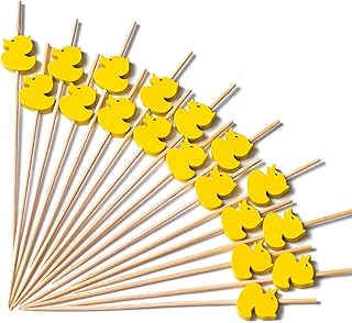 PuTwo Toothpicks 100 Counts Picks Handmade Natural Bamboo Cocktail Sticks,Yellow Ducks
