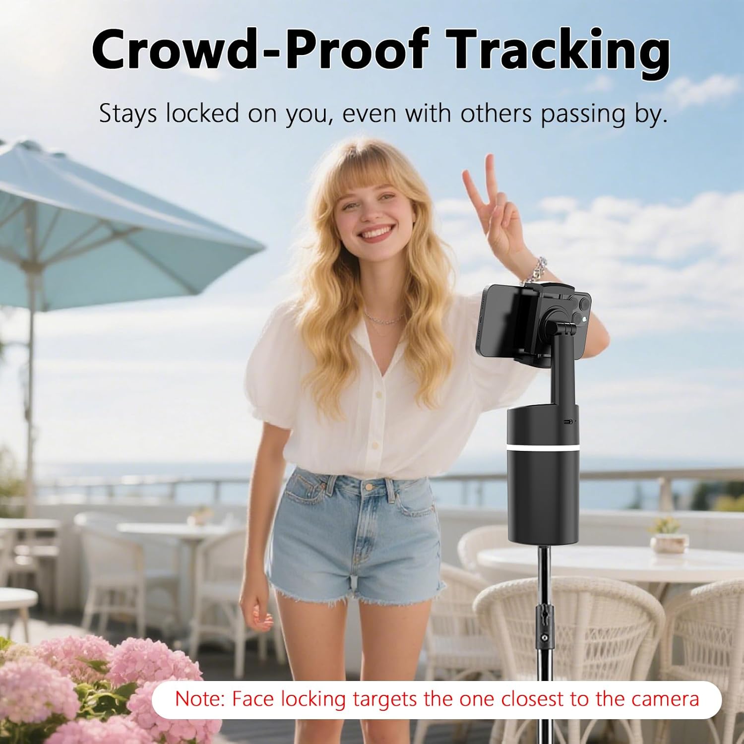 Auto Face Tracking Phone Gimbal with 360° Rotation & Gesture Control, No App Needed, Bluetooth Remote, Tripod Compatible, for Selfies/Vlog/Live Streaming/Video Calls - Image 5