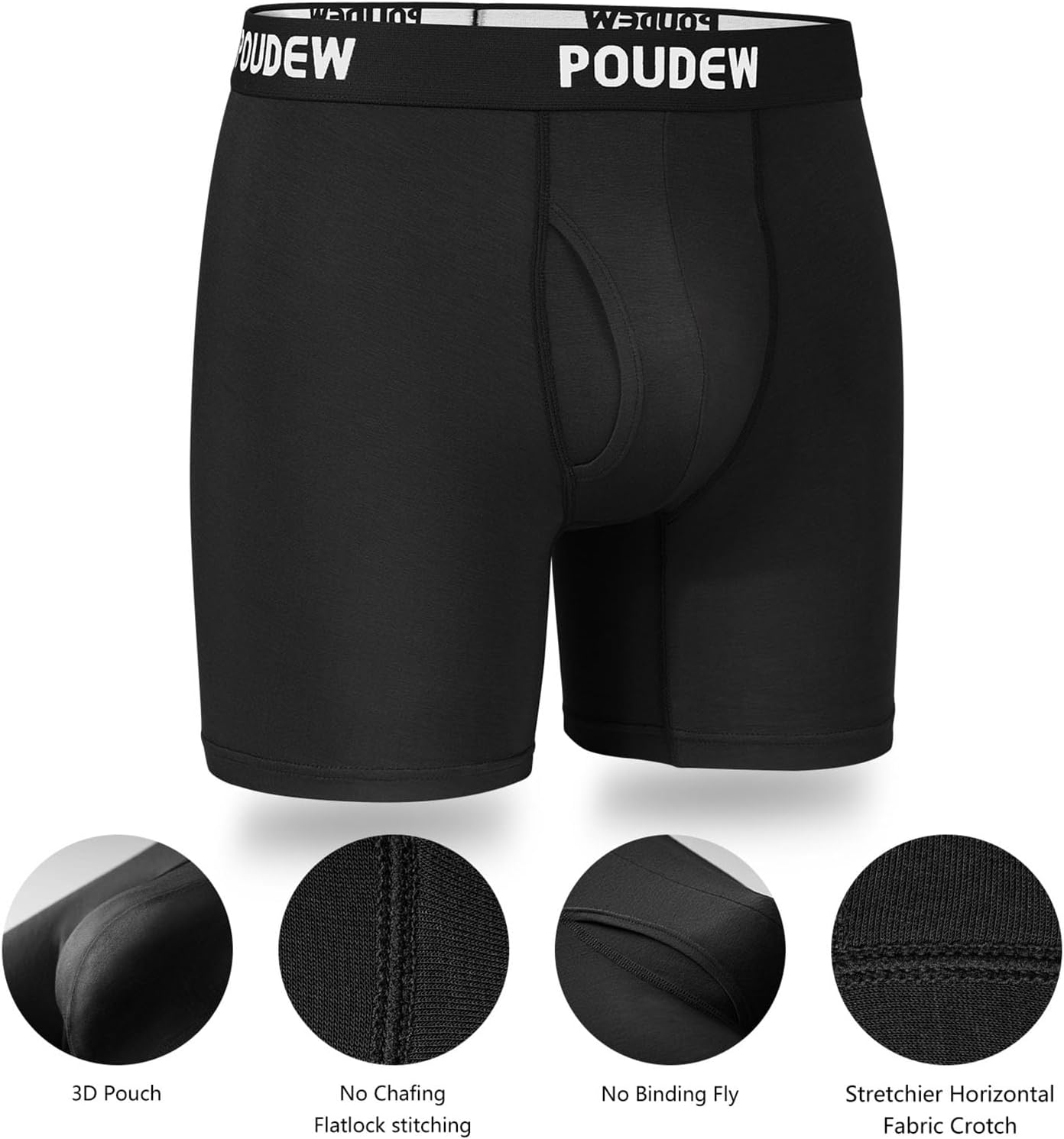 Men's Breathable Viscose Moisture Wicking No Roll Waistband Tagless Underwear Boxer Briefs, Pack of 5 - Image 5