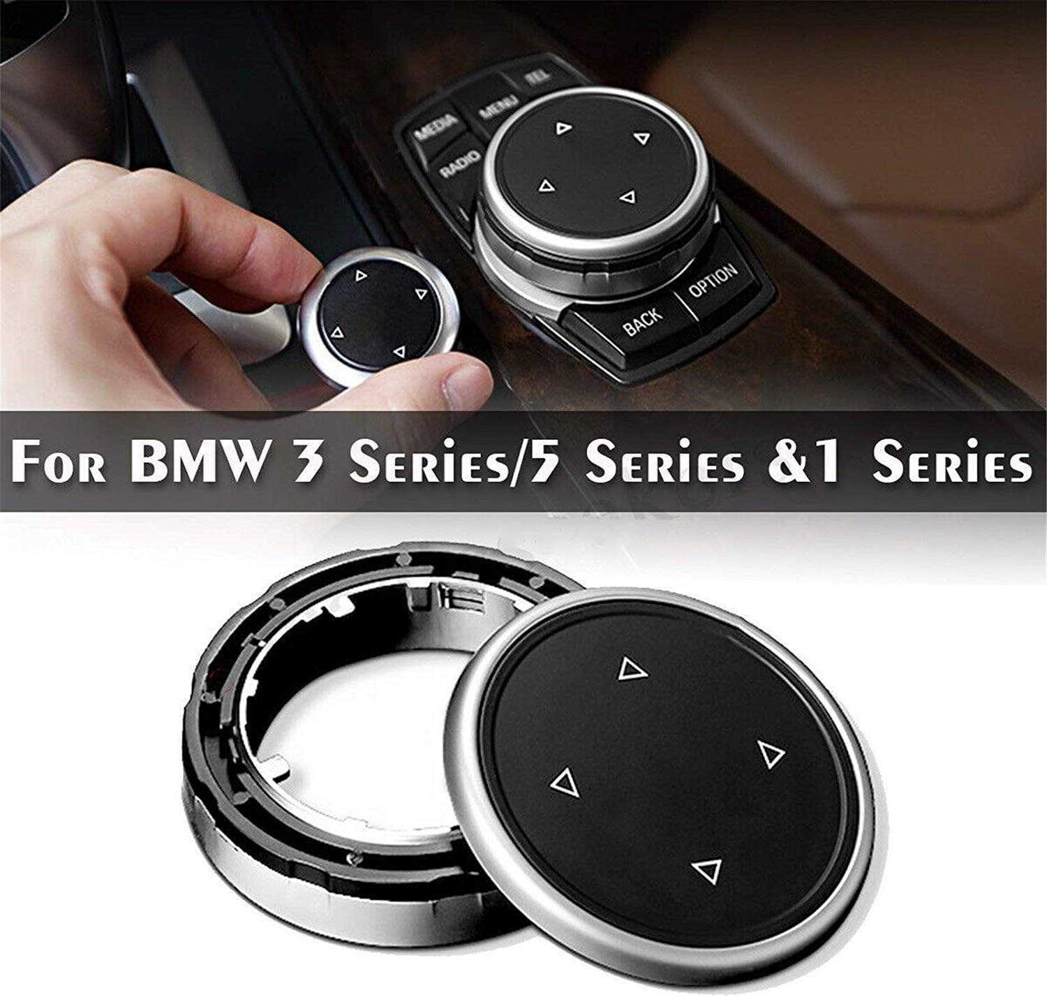 WonVon Big Multi Media Knob Cover,Car Interior Multimedia Buttons Cover Molding Trim Fits for BMW F10 F20 F30 for iDrive