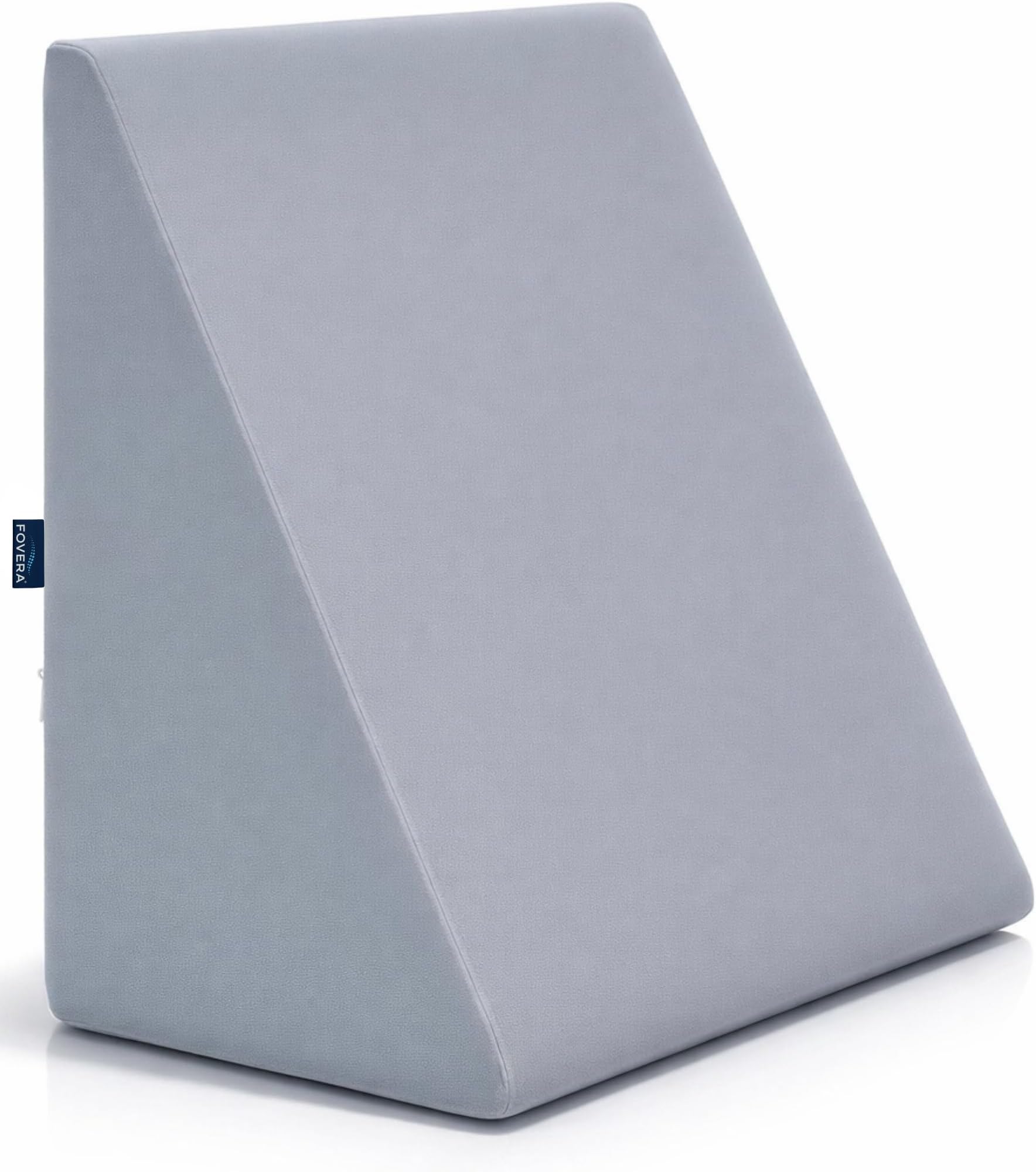FOVERA Memory Foam Wedge Pillow | 2 Years Warranty | Bed Wedge Cushion, Orthopedic Back Support for Bed | for Acid Reflux, Snoring, GERD, Leg Elevation (Grey, 18L x 17.5W x 11H Inch)
