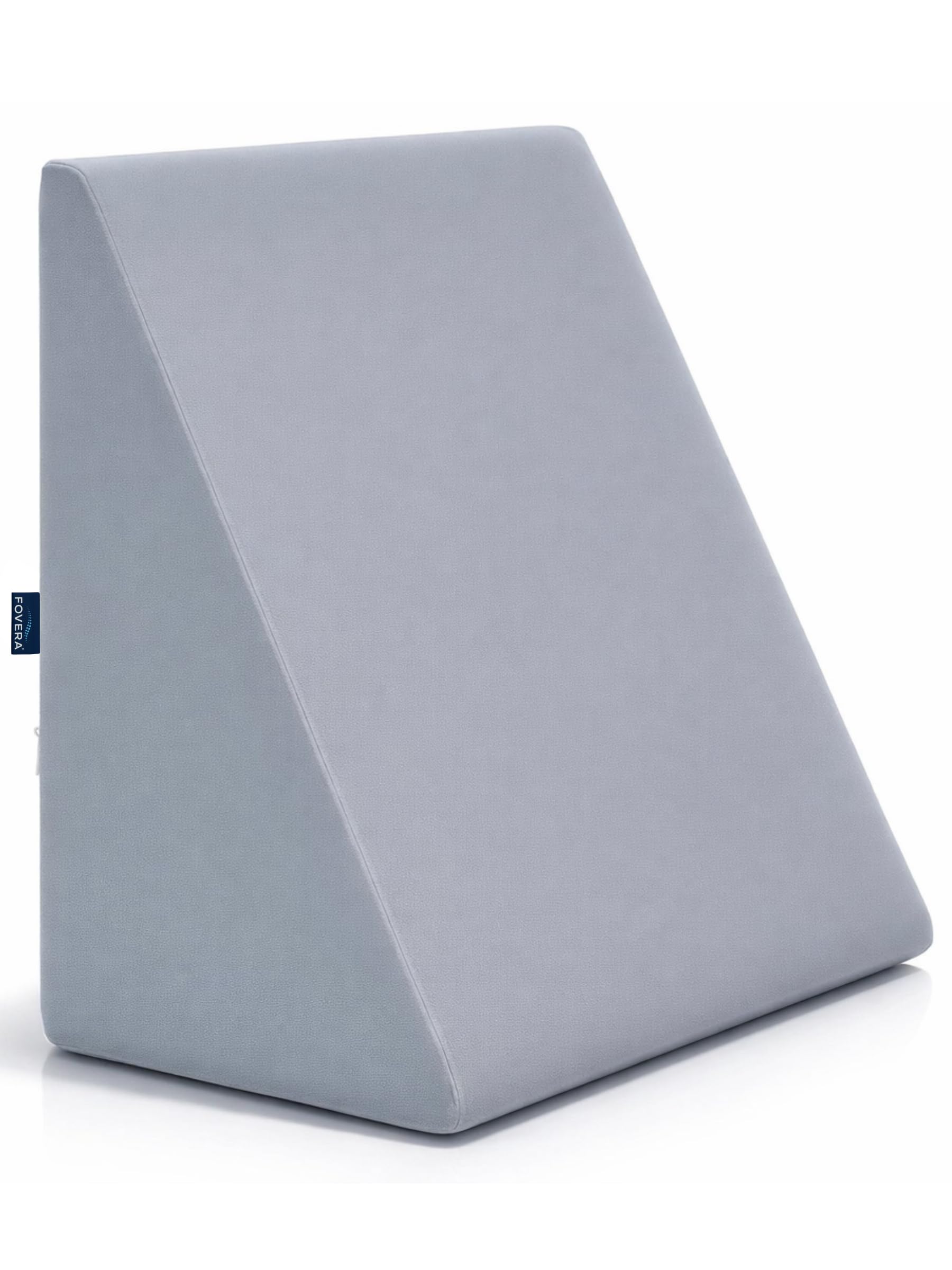 FOVERA Memory Foam Wedge Pillow | 2 Years Warranty | Bed Wedge Cushion, Orthopedic Back Support for Bed | for Acid Reflux, Snoring, GERD, Leg Elevation (Grey, 18L x 17.5W x 11H Inch)