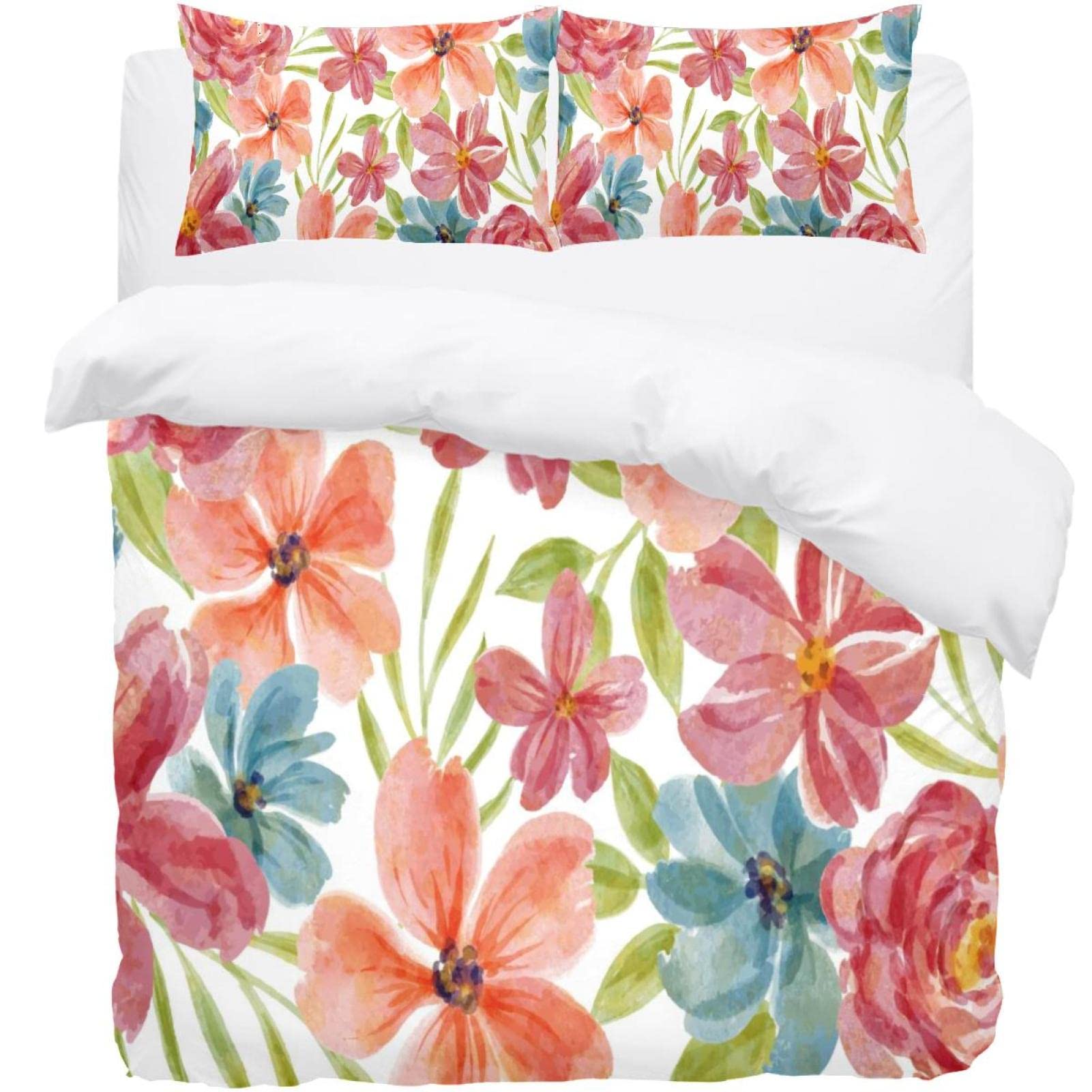 Parure de lit housse de couette douce finis les réveils froids avec ce motif floral aquarelle