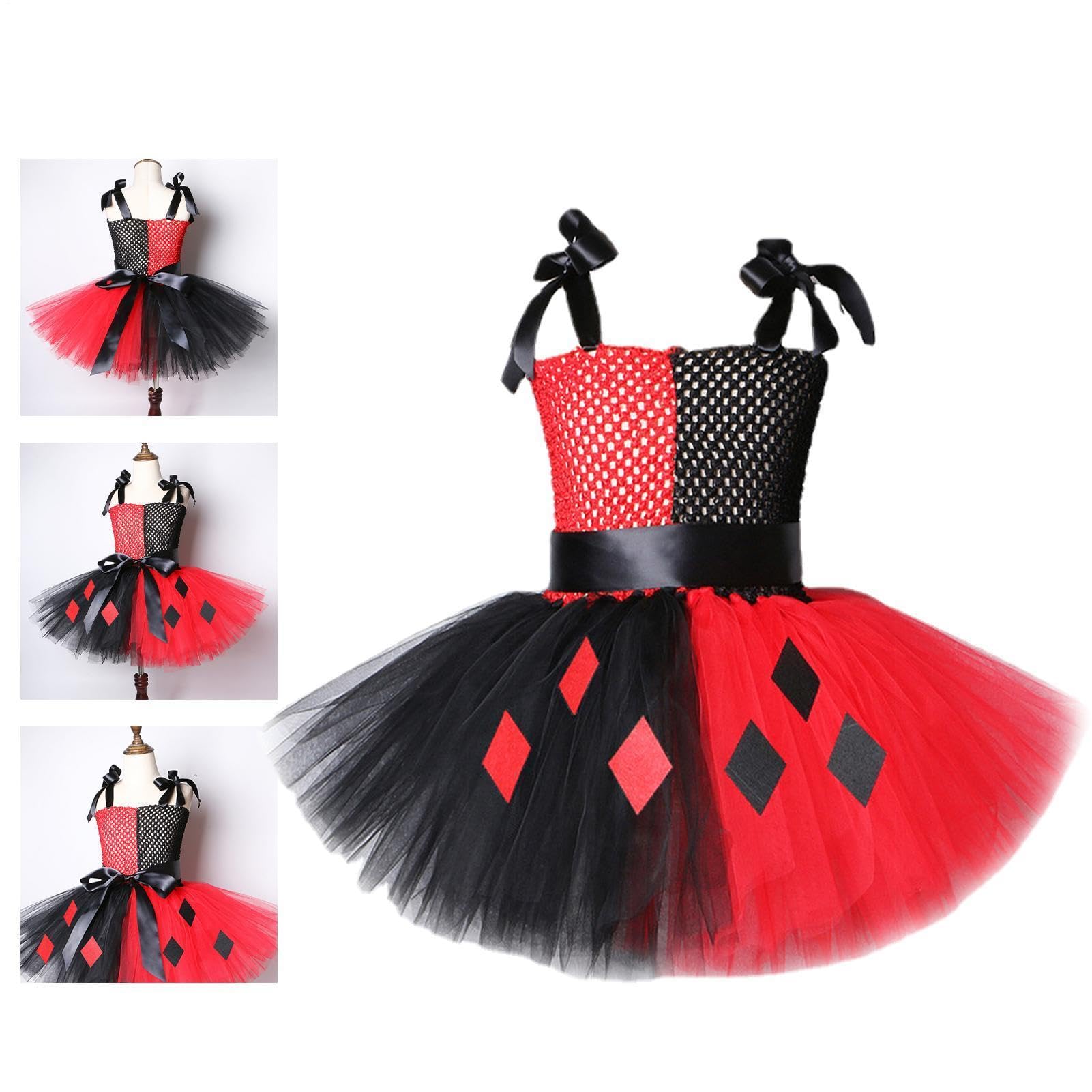 Generico Costume Clown Per Bambine Divertente Vestito Tutù Di Halloween Con