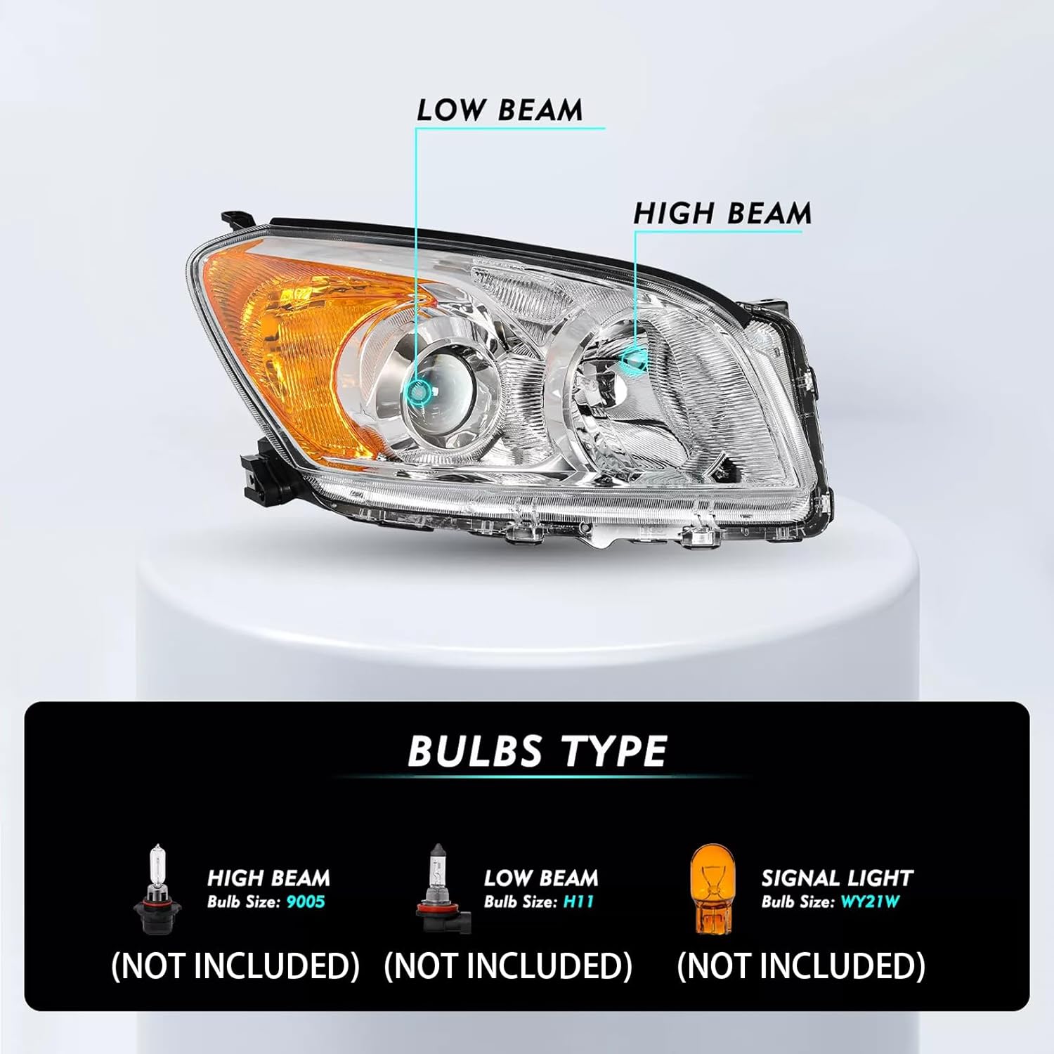 Front Headlights Assembly Replacement for 2009 2010 2011 2012 Toyota Rav4 Projector Headlamps Headlight Assembly pair Driver and Passenger Side