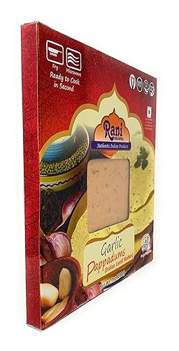 Miniatura 4 de Rani Pappadums bocadillo de oblea de lentejas indias papad de ajo 7 onzas 705oz aproximadamente 15 unidades 7 pulgadas paquete de 2  Todo natural