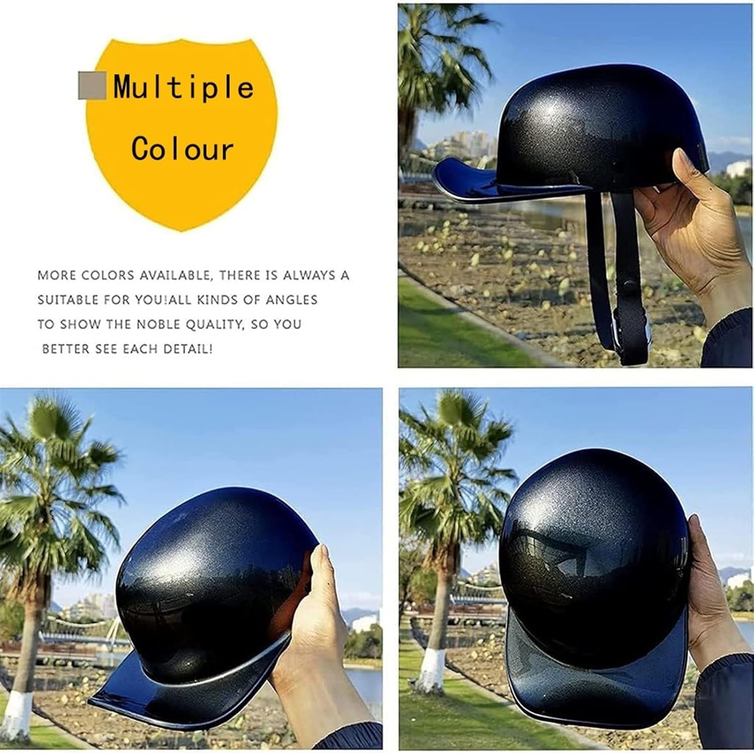 Retro Baseball Cap DOT Approved Fashion Open-Face Motorcycle Half Helmet,Vintage Adult Street Bike Scooter Moped Men Women Half Face Helmet