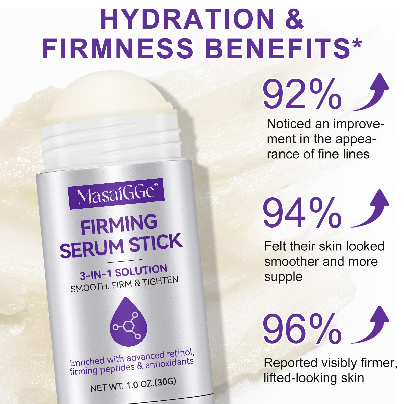 Retinol Firming Serum Stick, Anti Wrinkle Face Cream, Deep Moisturizing & Hydrating, Skin Tightening & Lifting - Image 4