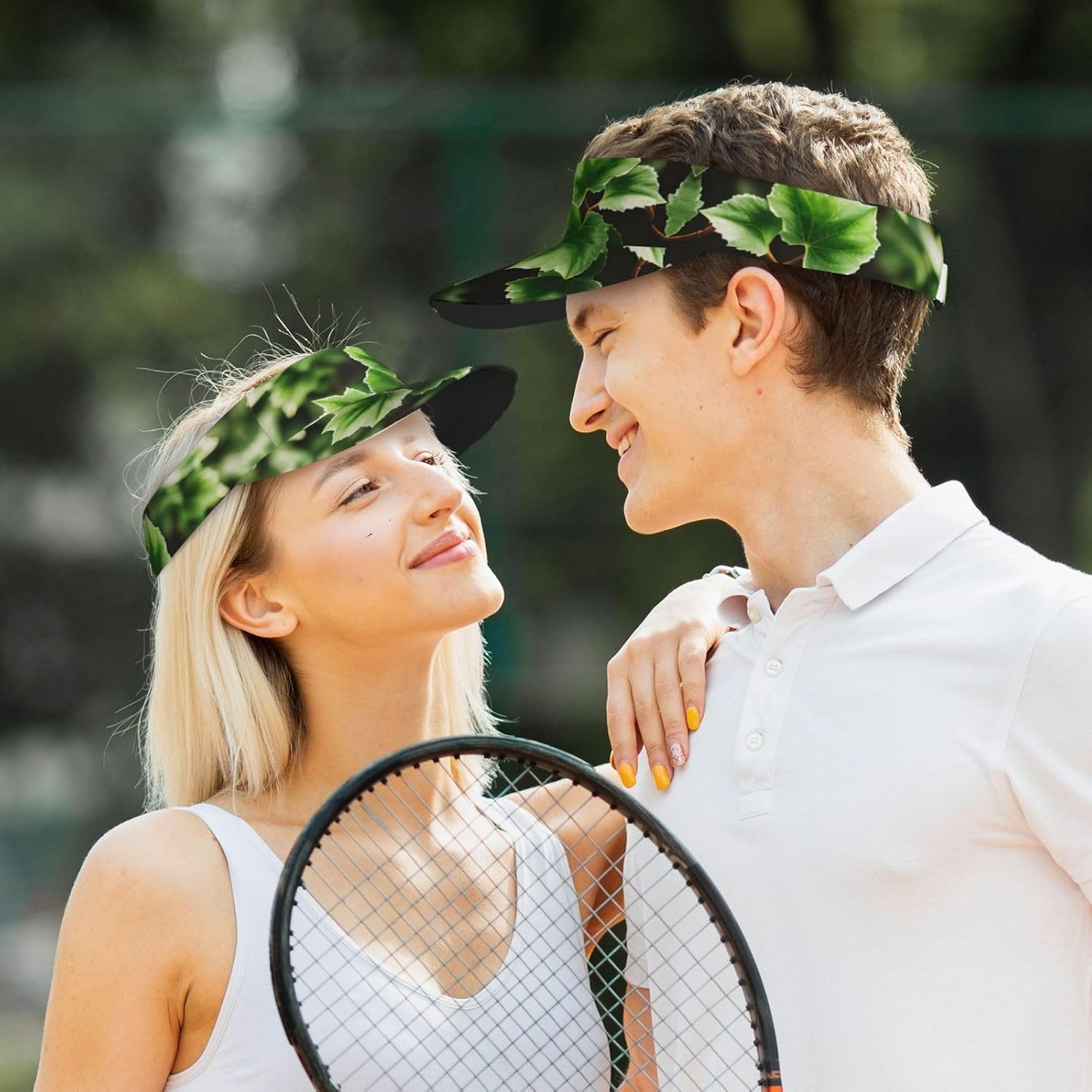 Ivy Blossoms Tree Print Sun Visor Hats for Women Men Adjustable Sports Golf Running Sun Caps Black