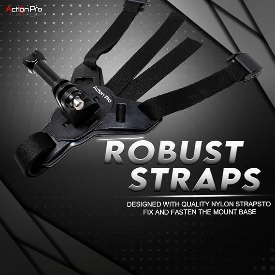 Action ProTM Motorcycle Helmet Chin Strap Mount Compatible with GoPro Hero 12, 11, 10, 9, 8, 7, (2018), 6, Hero Black, DJI Osmo Action 3/2, Insta 360, Session, Xiaomi Yi, SJCAM (Black)