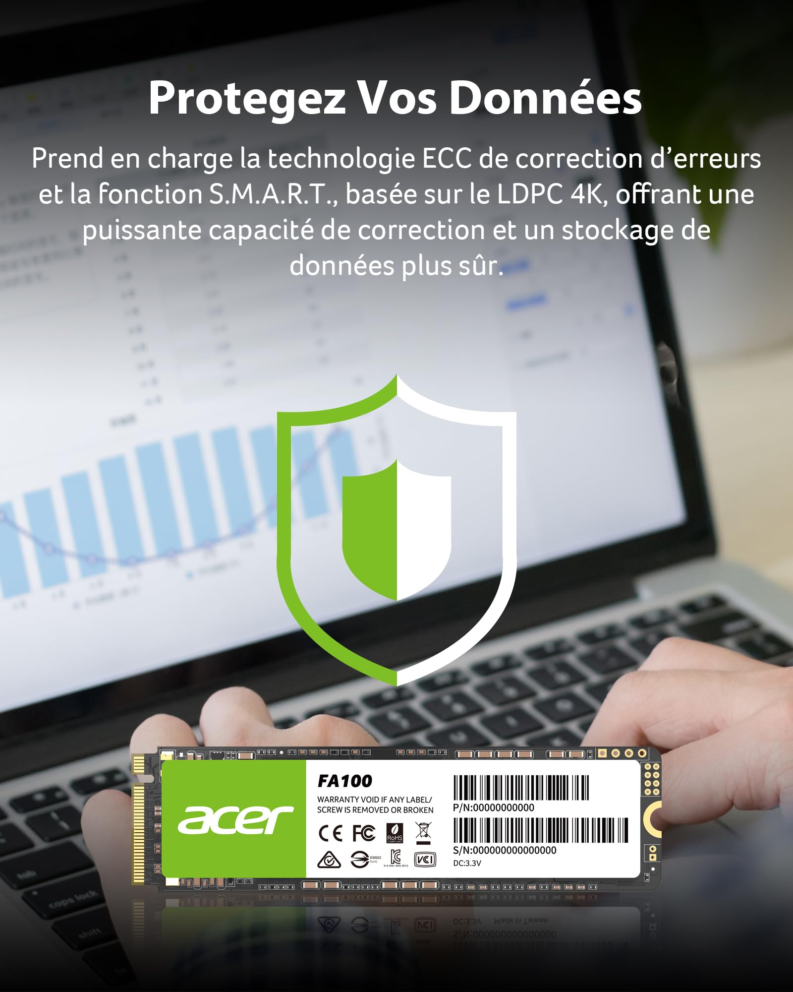 Amazon | Acer M.2 SSD FA200 NVMe1.4 2280 PCIe Gen4×4 (FA100, 512GB