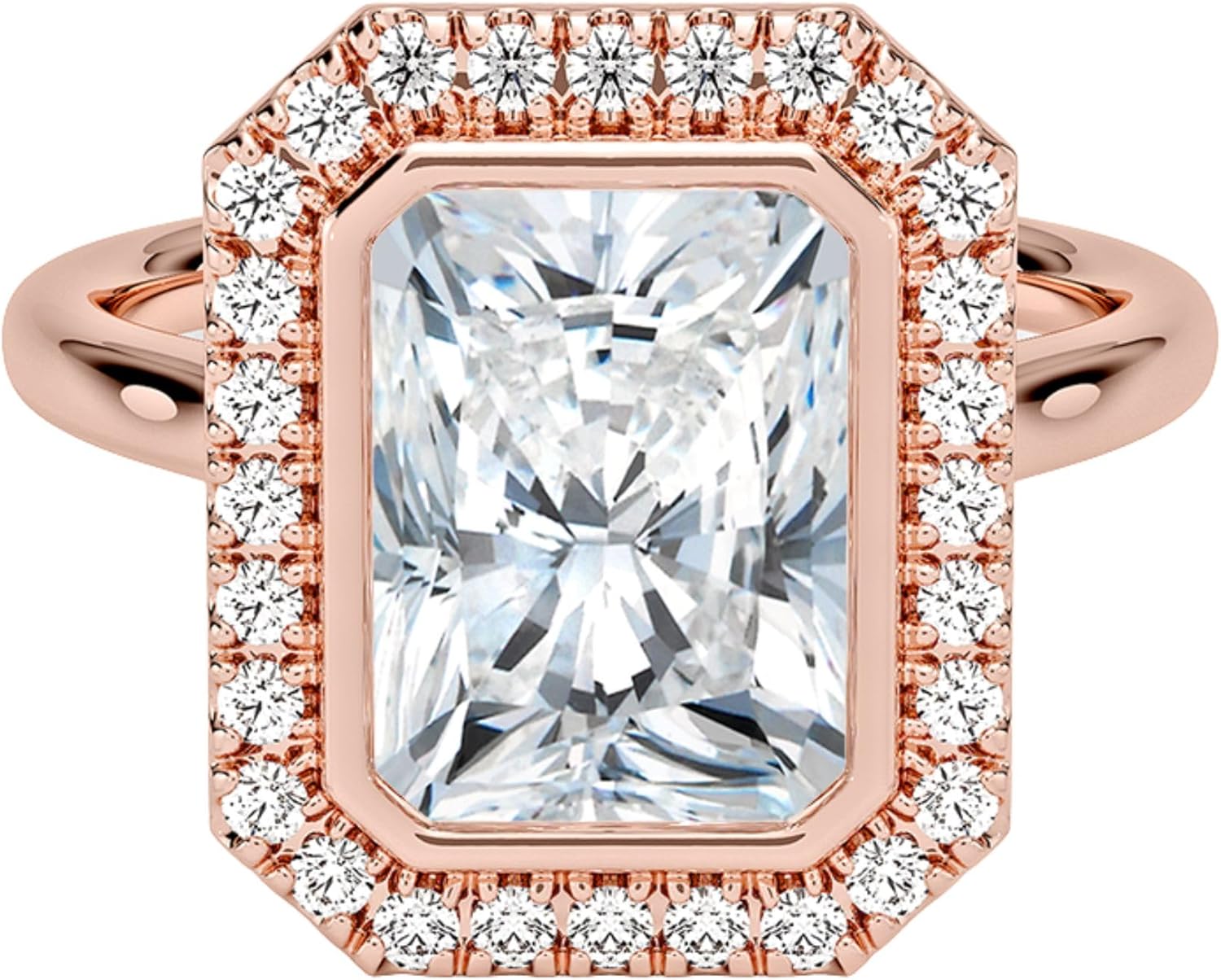 0.50–5.00 Carat IGI Certified Lab Grown Diamond Engagement Ring, Radiant Cut Halo Design, E–F Color VVS2 Clarity, 10K 14K 18K Solid Gold, Luxury Statement Ring for Women