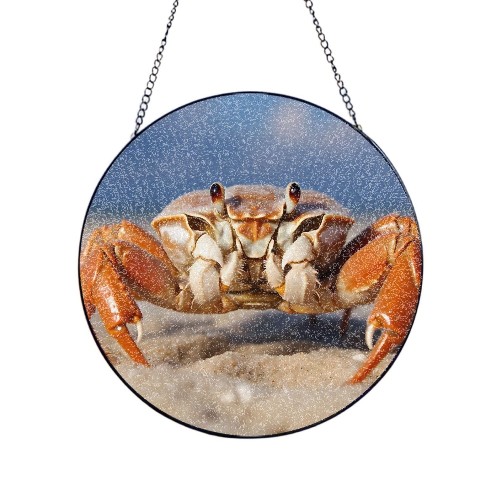 Phayah Crabs Print Stained Glass Window Hanging Sun Catchers Decoration Mother'S Day Birthday Gifts For Home Garden Porch 4in（10cm）