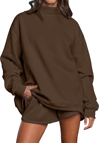 Womens 2 Piece Lounge Sets Sweatshirt Shorts Set with Pockets