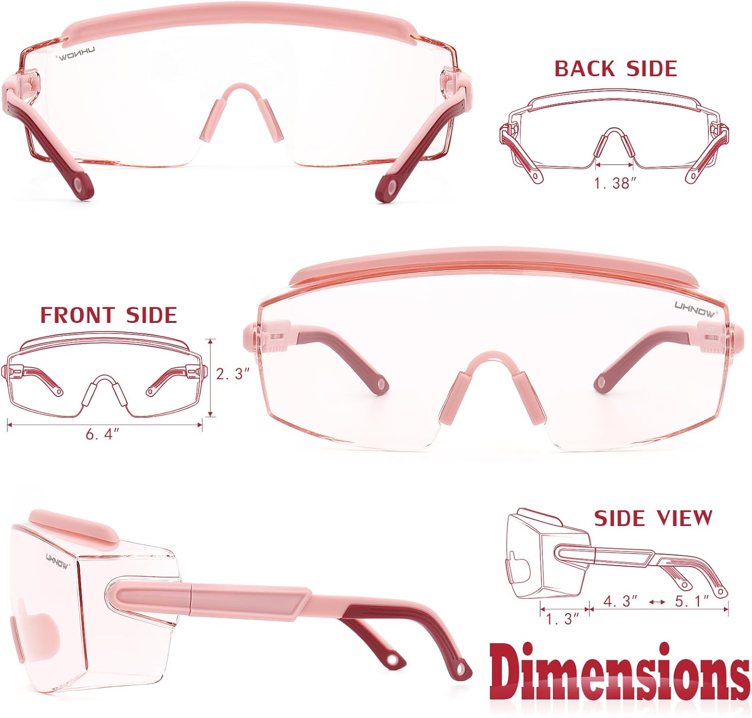 UKNOW Safety Goggles Over Glasses, Safety Glasses Anti Fog Wraparound Eye Protection, Protective Eyewear ANSI Z87.1 - Image 6
