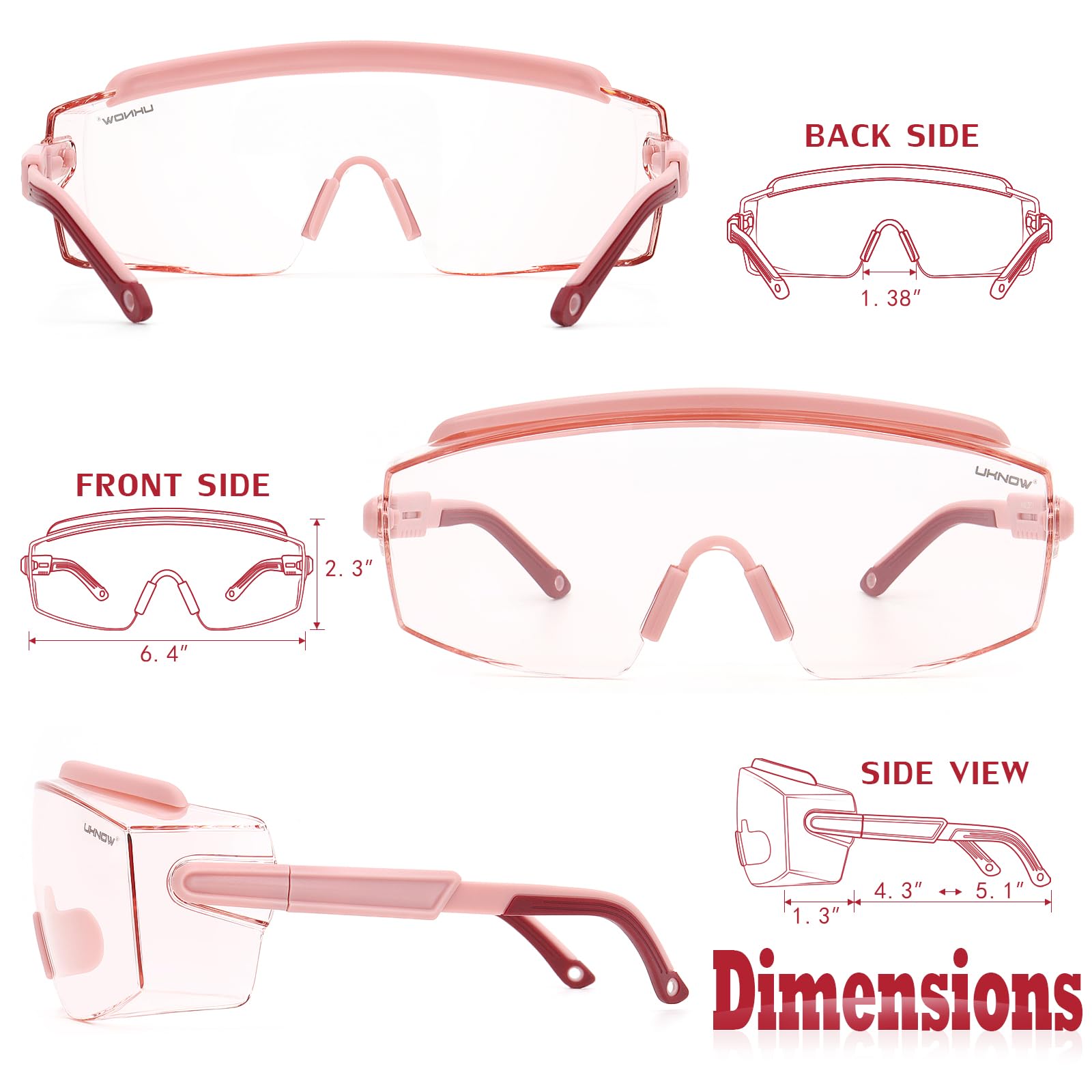 UKNOW Gafas de seguridad sobre lentes, gafas de seguridad para hombres y mujeres
