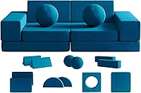 Vista 37 de 12 sofás modulares de juego para niños con 2 bolas y túnel, sofás de juego para niños pequeños para sala de juegos, sofás modulares para juego