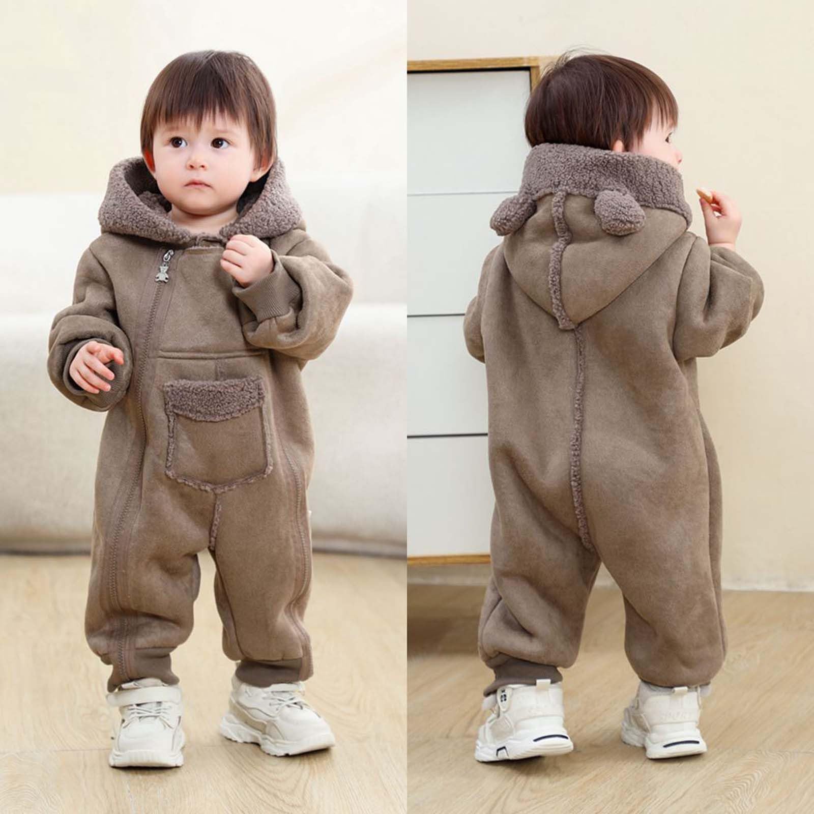 Mono de bebé niño, Traje de Invierno Suave, Ropa de Juego Informal para bebés y niños pequeños, Conjunto cómodo con Forro Polar, Cremallera Frontal, Ideal para el día a día.
