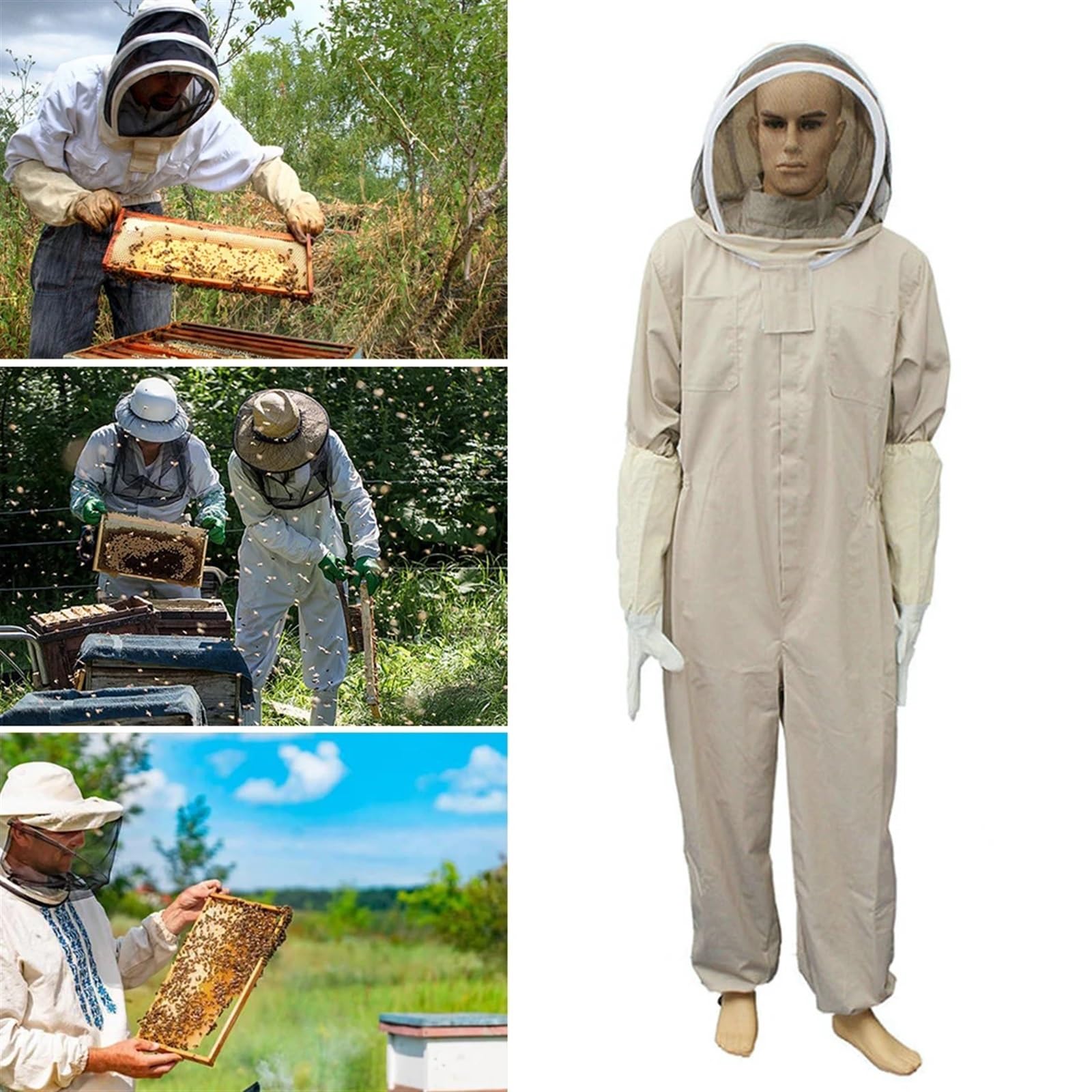Abbigliamento for apicoltura completo for il corpo. Tuta professionale for | Con guanto in pelle ventilato Abbigliamento protettivo Abbigliamento di sicurezza agricola(Thick XXL)