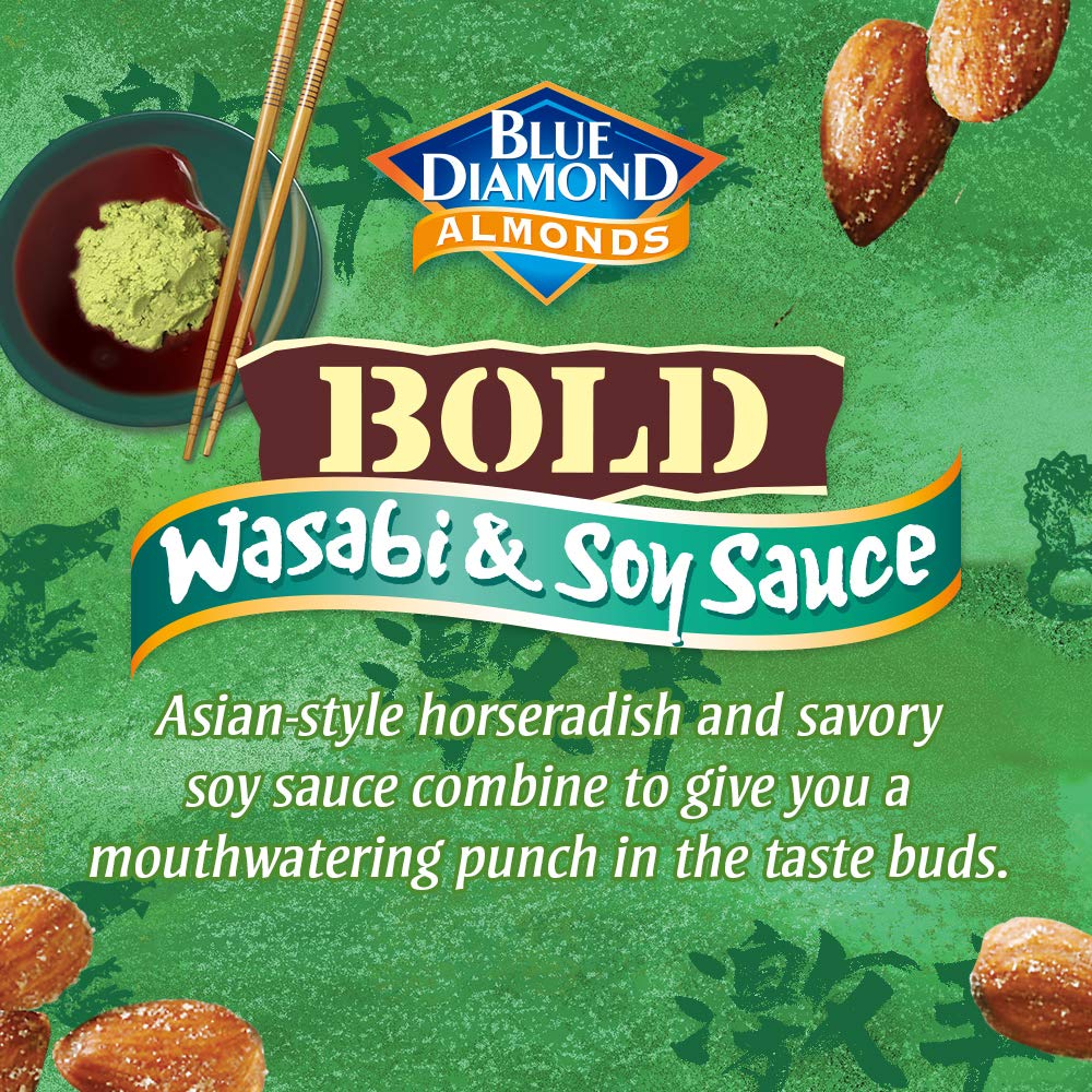 Blue Diamond Almonds, Wasabi/Soy Sauce 12-4 oz bags