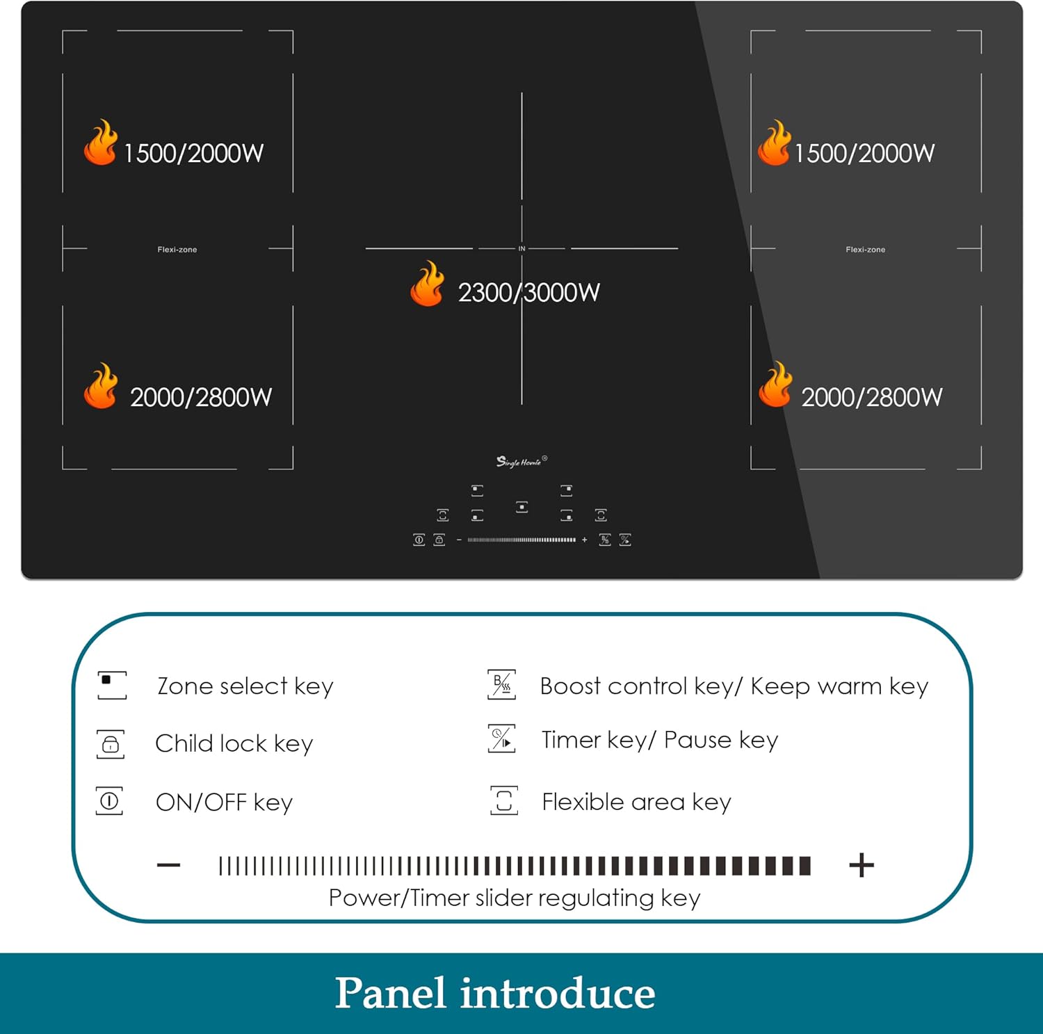 singlehomie Induction Cooktop Control Panel Layout