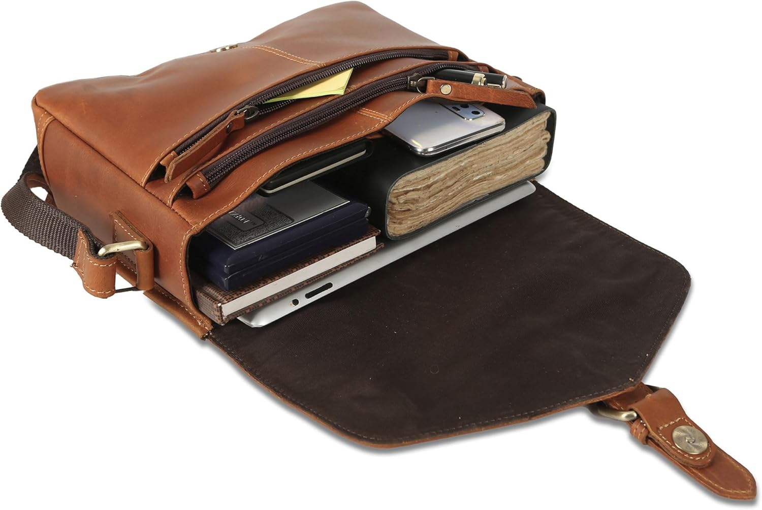 KomalC Leather Crossbody Bag for women 10 inch purse tote ladies bags satchel travel tote shoulder bag - Image 7