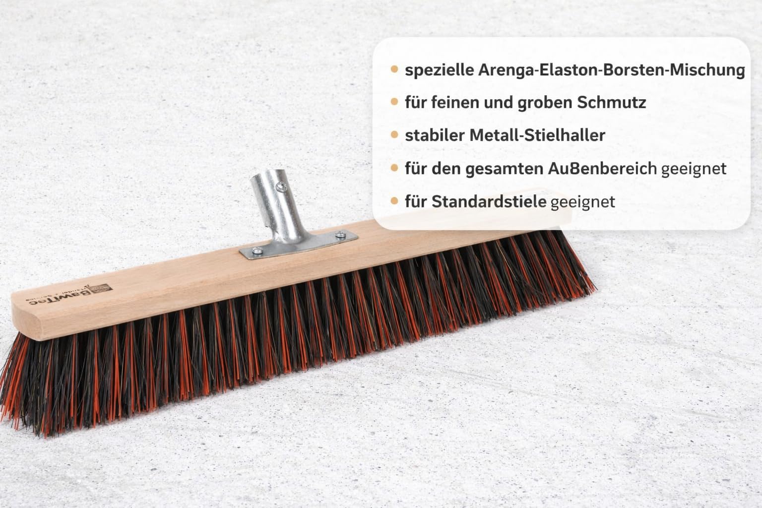 BawiTec Arengabesen mit Metall Stielhalter Spezial Straßenbesen Gartenbesen ohne Stiel Besenstiel AE-Mix Borstenmischung Kehrbesen Schrubberbesen Industriebesen für draussen (60cm (24mm))