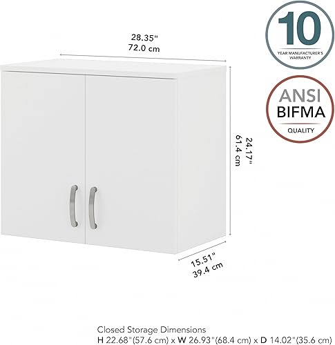 Miniatura 2 de Bush Business Furniture Armario de pared universal para lavandería, con puertas y estantes, color blanco Blanco,Platino/Gris,Gris (Storm Gray)