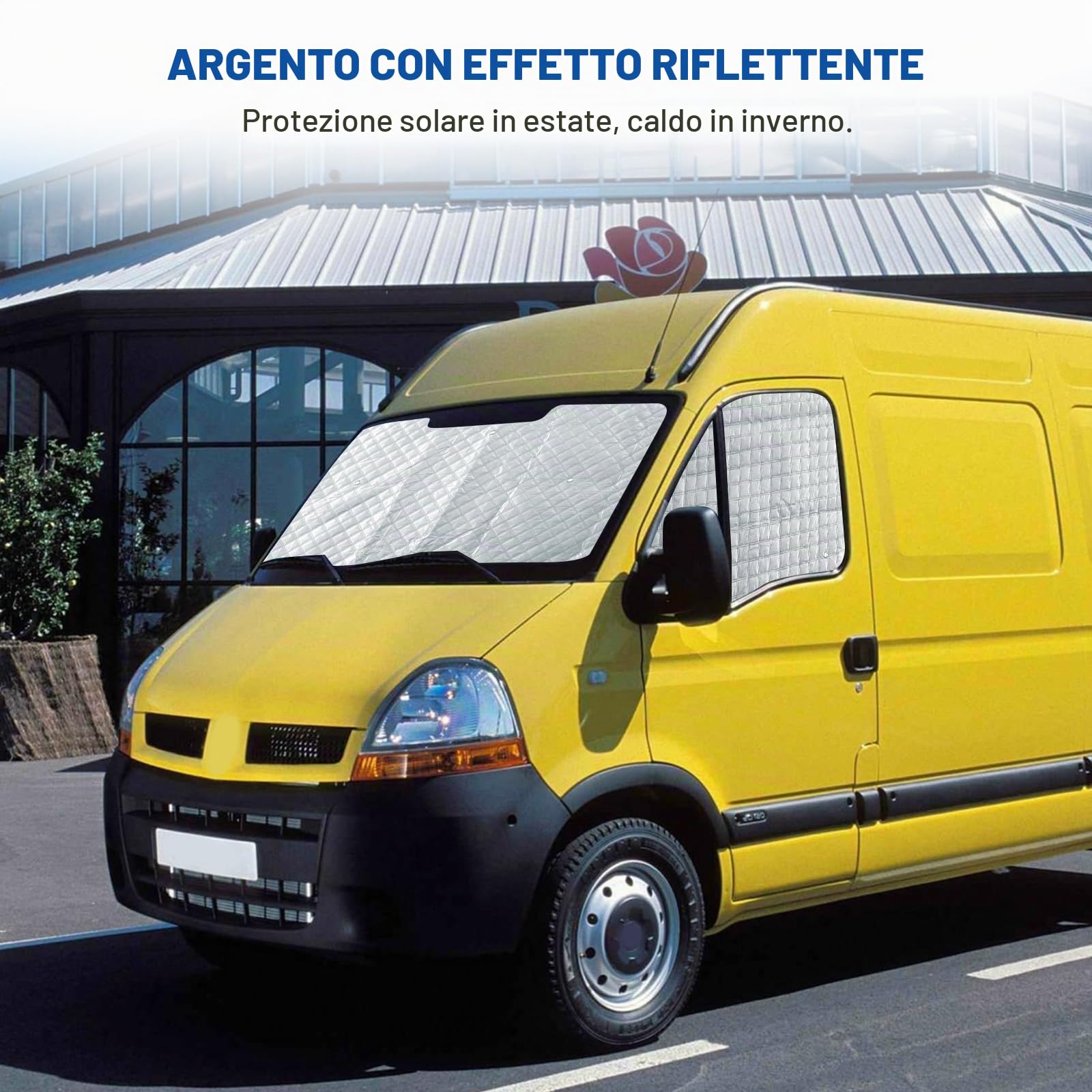 3 Pezzi Tappetino Termico Sostituzione per Renault Master 2010-2023, Sostituzione per Opel Movano 2010-2021, Protezione Solare per Parabrezza Sostituzione per Nissan NV400, Visiere Parasole Pieghevoli