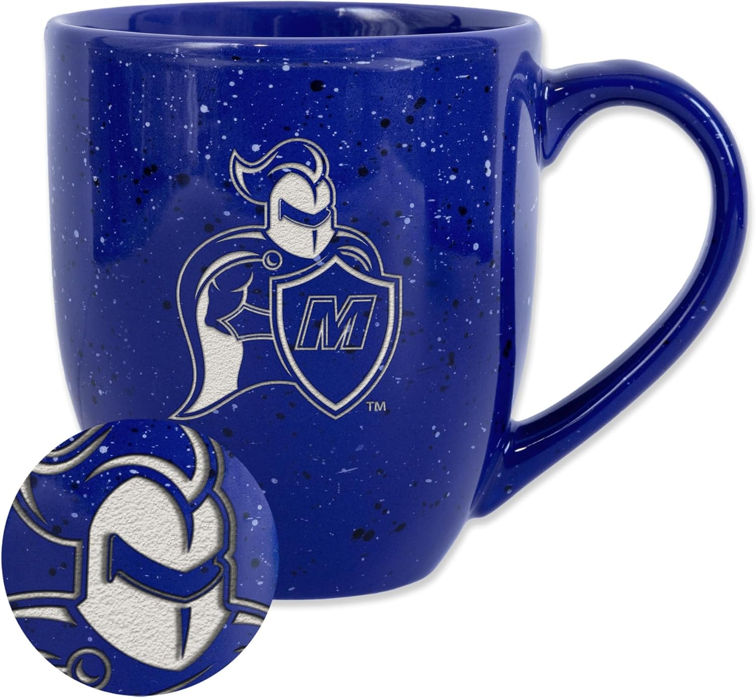 Rico Industries NCAA 16 oz Team Color Laser Engraved Speckled Ceramic Coffee Mug (M Schools)