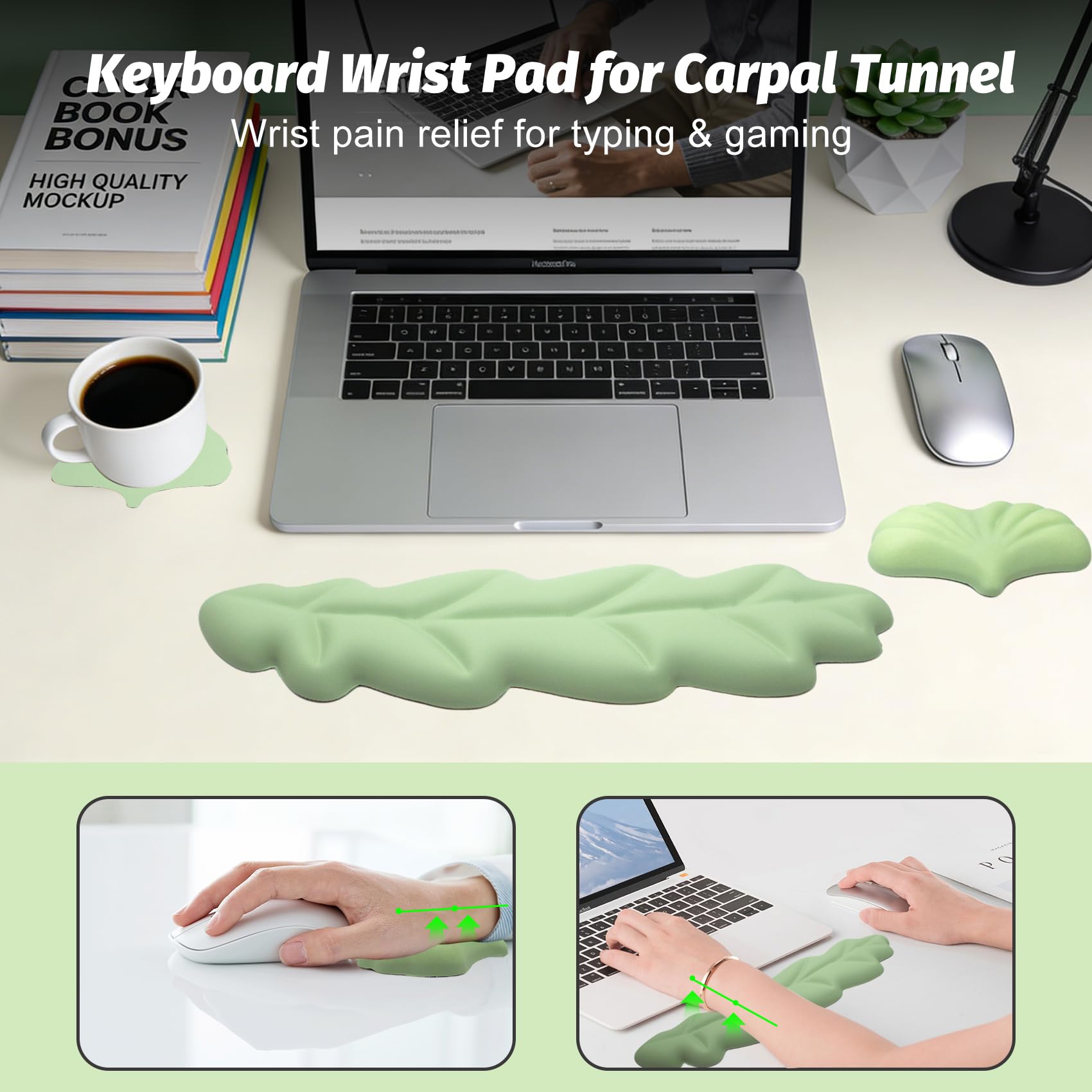 Repose-poignet en cuir PU pour clavier - Coussin de paume pour bureau