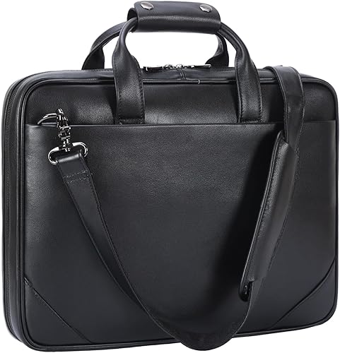 Maletín delgado de cuero para hombres 15.6 "portátil Crossbody Messenger Bag Business Work Lawyer Attache Case